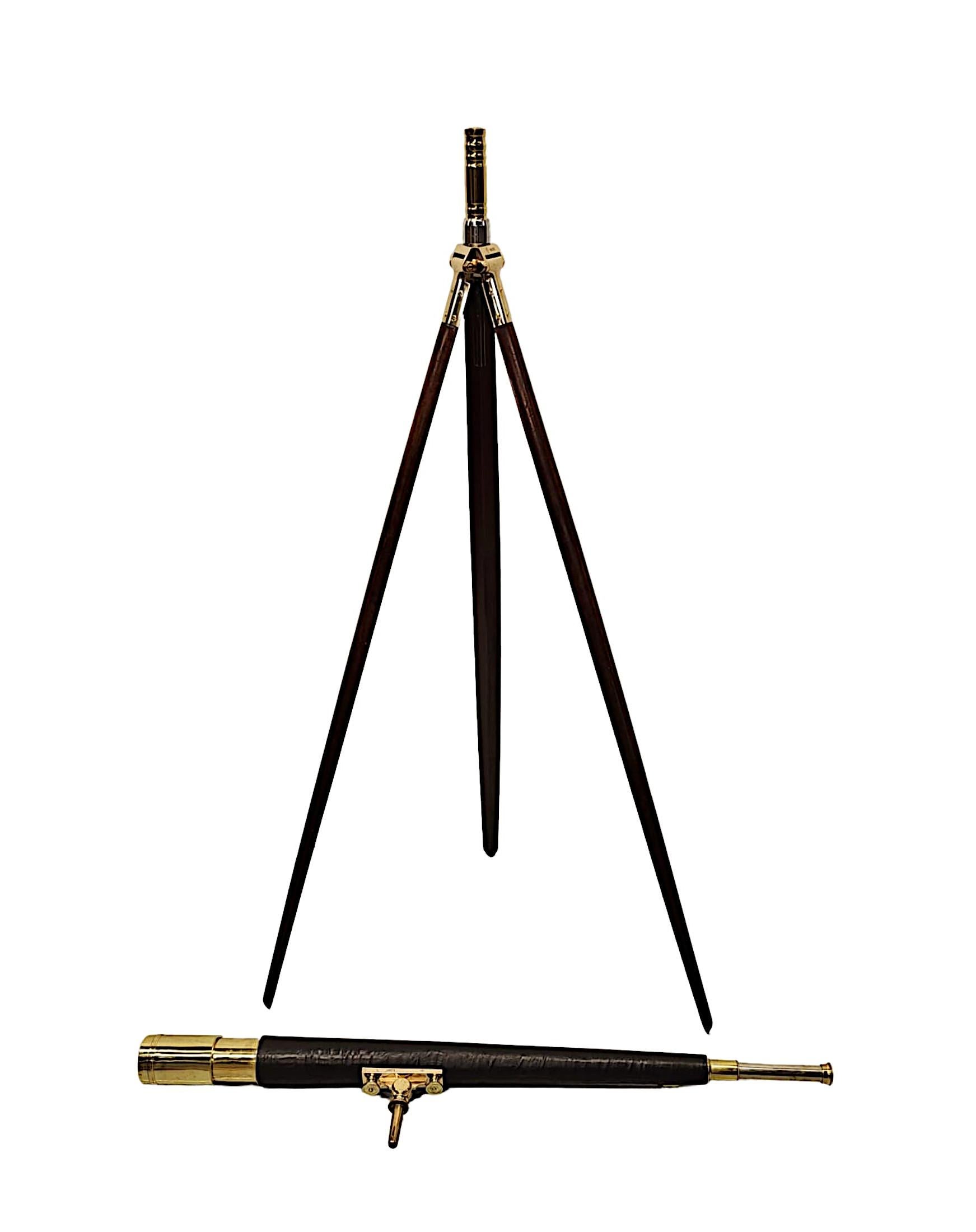 Early 20th Century Brass and Leather Coast Guard Telescope By Ottway London For Sale 7