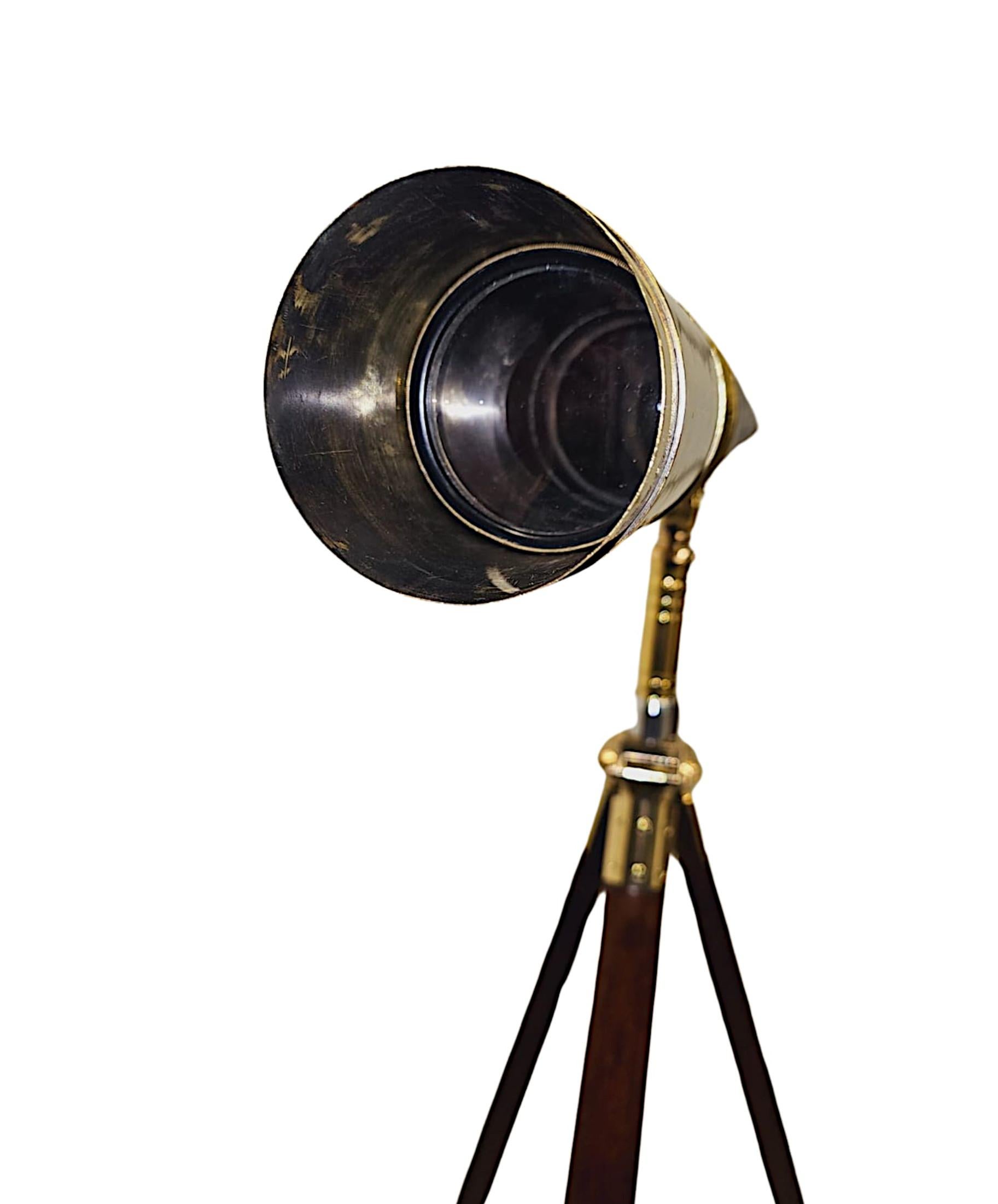 Early 20th Century Brass and Leather Coast Guard Telescope By Ottway London For Sale 2