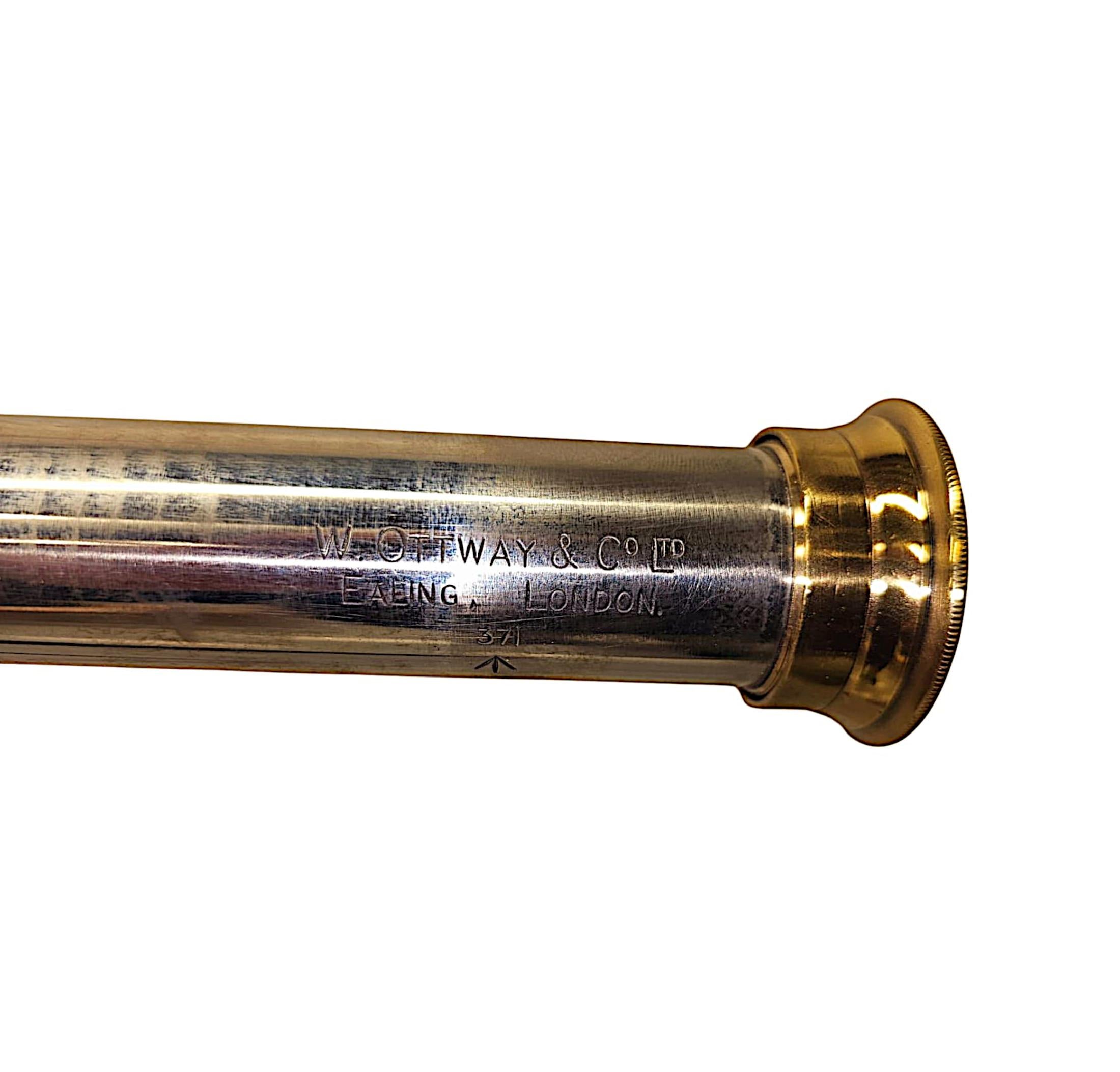 Early 20th Century Brass and Leather Coast Guard Telescope By Ottway London For Sale 3