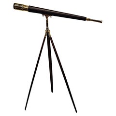 Telescope de garde côtière en laiton et cuir du début du 20e siècle par Ottway London