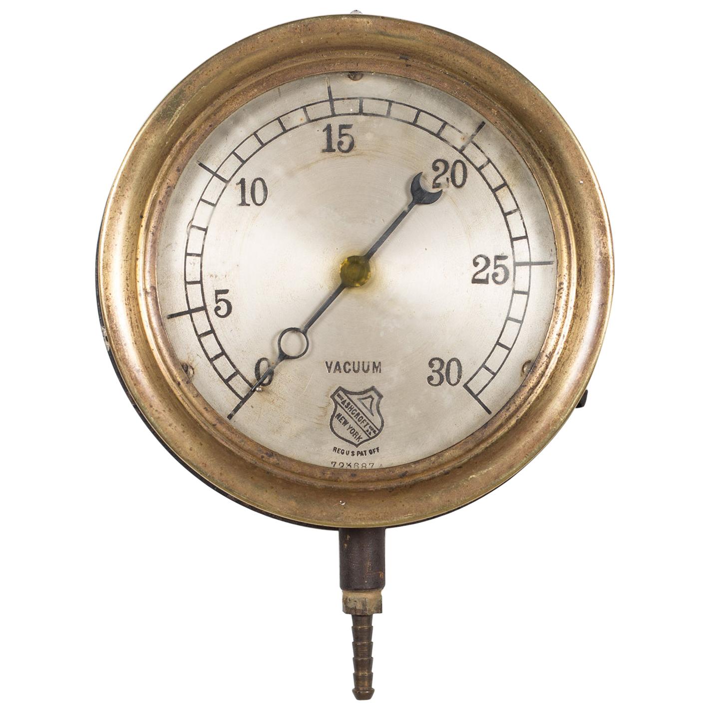 Early 20th Century Brass and Steel Pressure Gauge, circa 1920
