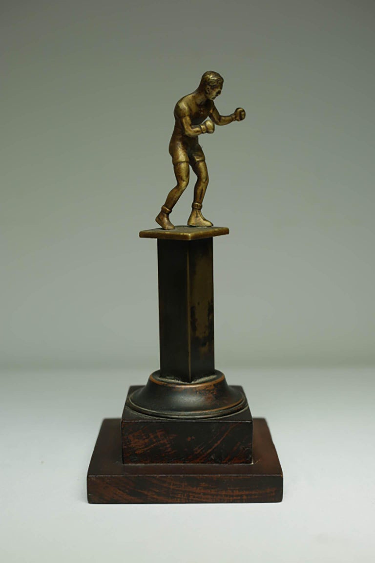 Early 20th Century Brass and Wood Boxing Trophy, circa 1940s at 1stDibs