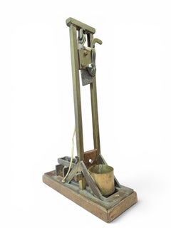 Early 20th Century Brass and Wood Cigar Guillotine Cutter