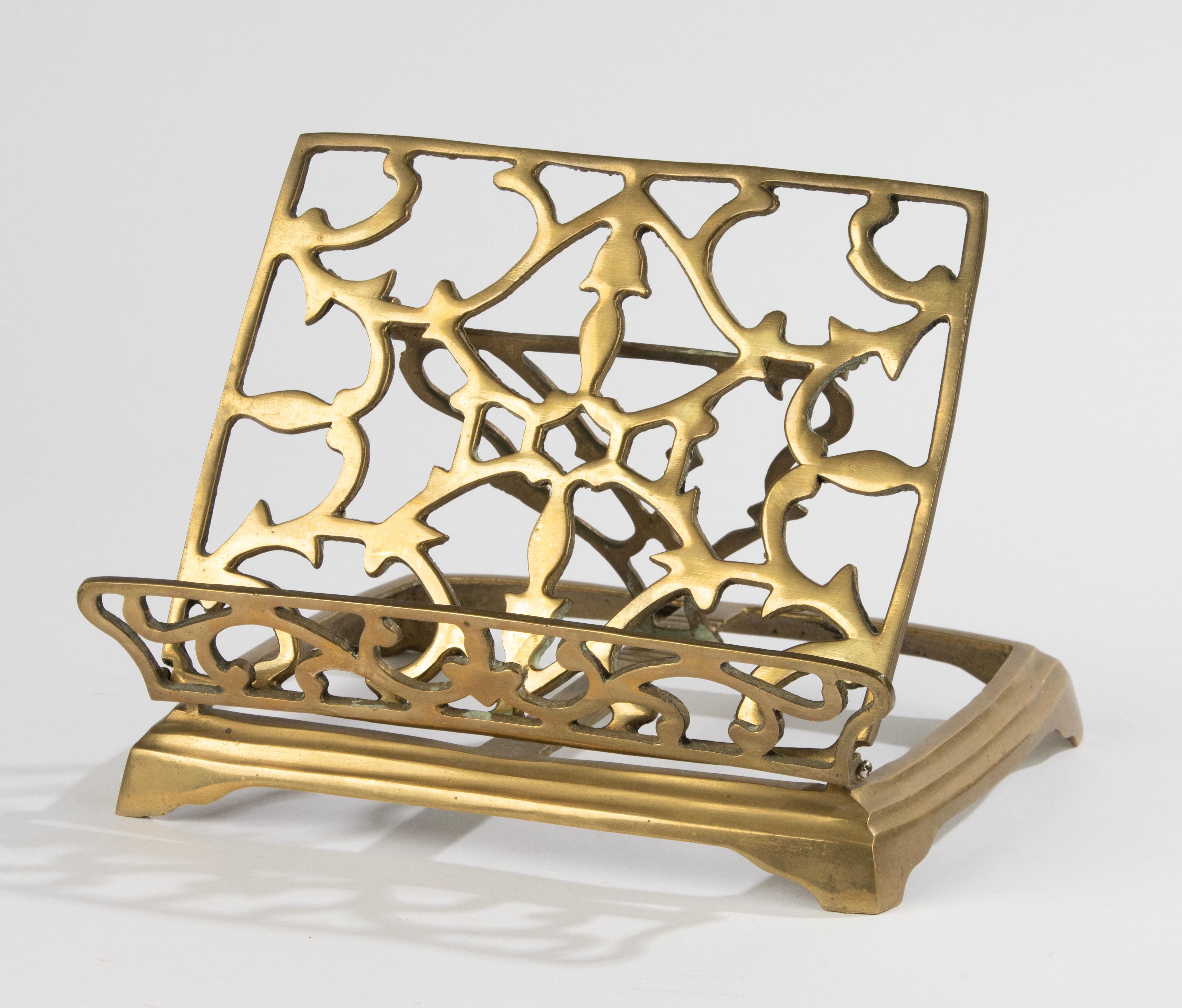 French Early 20th Century Brass Book Stand  For Sale