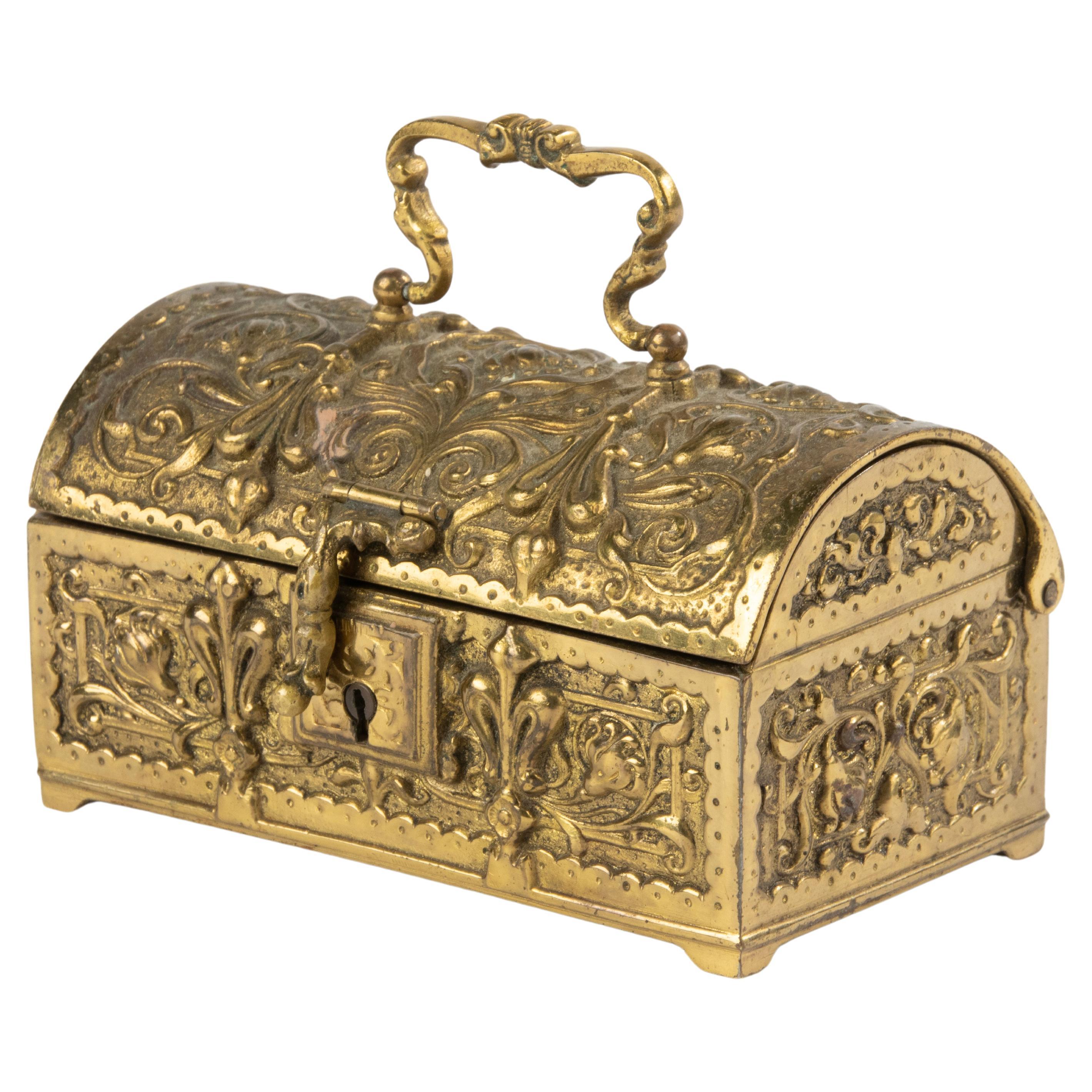 Early 20th Century Brass Box - Gothic Style  For Sale