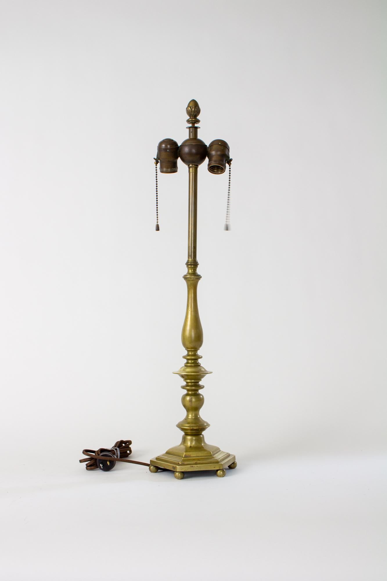 American Early 20th Century Brass Candlestick Table Lamp