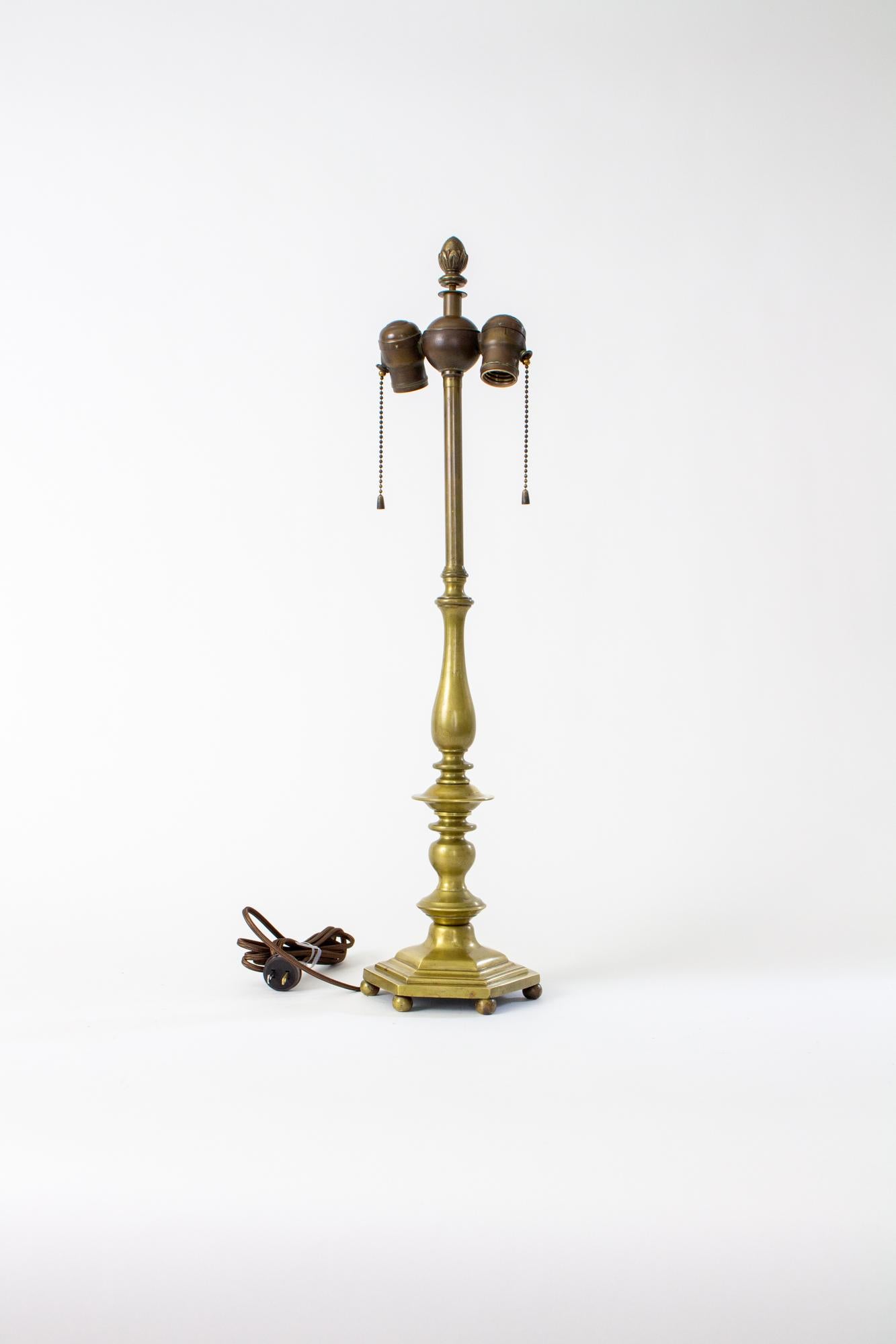 Early 20th Century Brass Candlestick Table Lamp 1