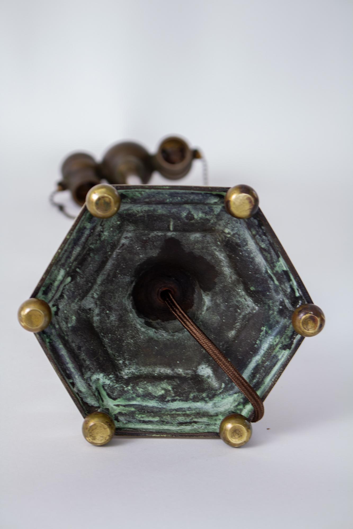 Early 20th Century Brass Candlestick Table Lamp 4