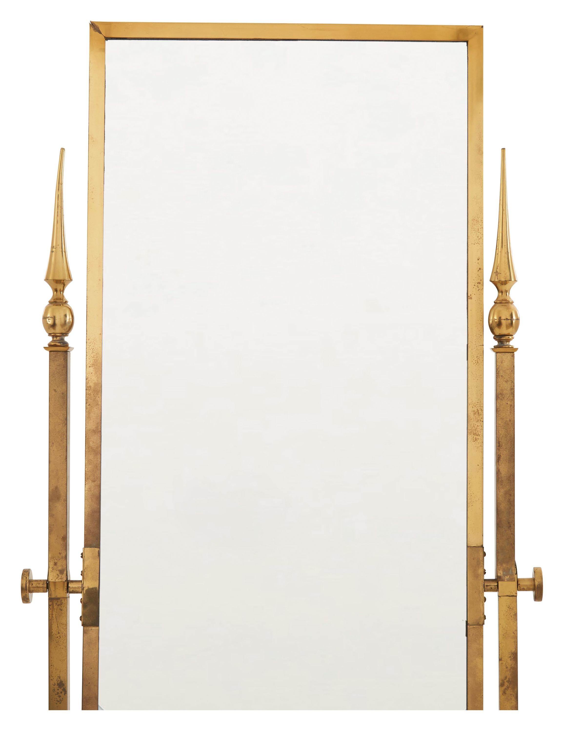 Early 20th Century Brass Cheval Mirror 1