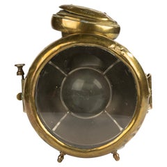 Antique Early 20th Century Brass Electrified Ship Lamp - Made by Willocq Bottin