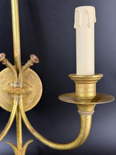 Early 20th Century Brass Empire Style Wall Sconce, Double Arm, 21.3in