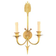 Early 20th Century Brass Empire Style Wall Sconce, Double Arm, 21.3in