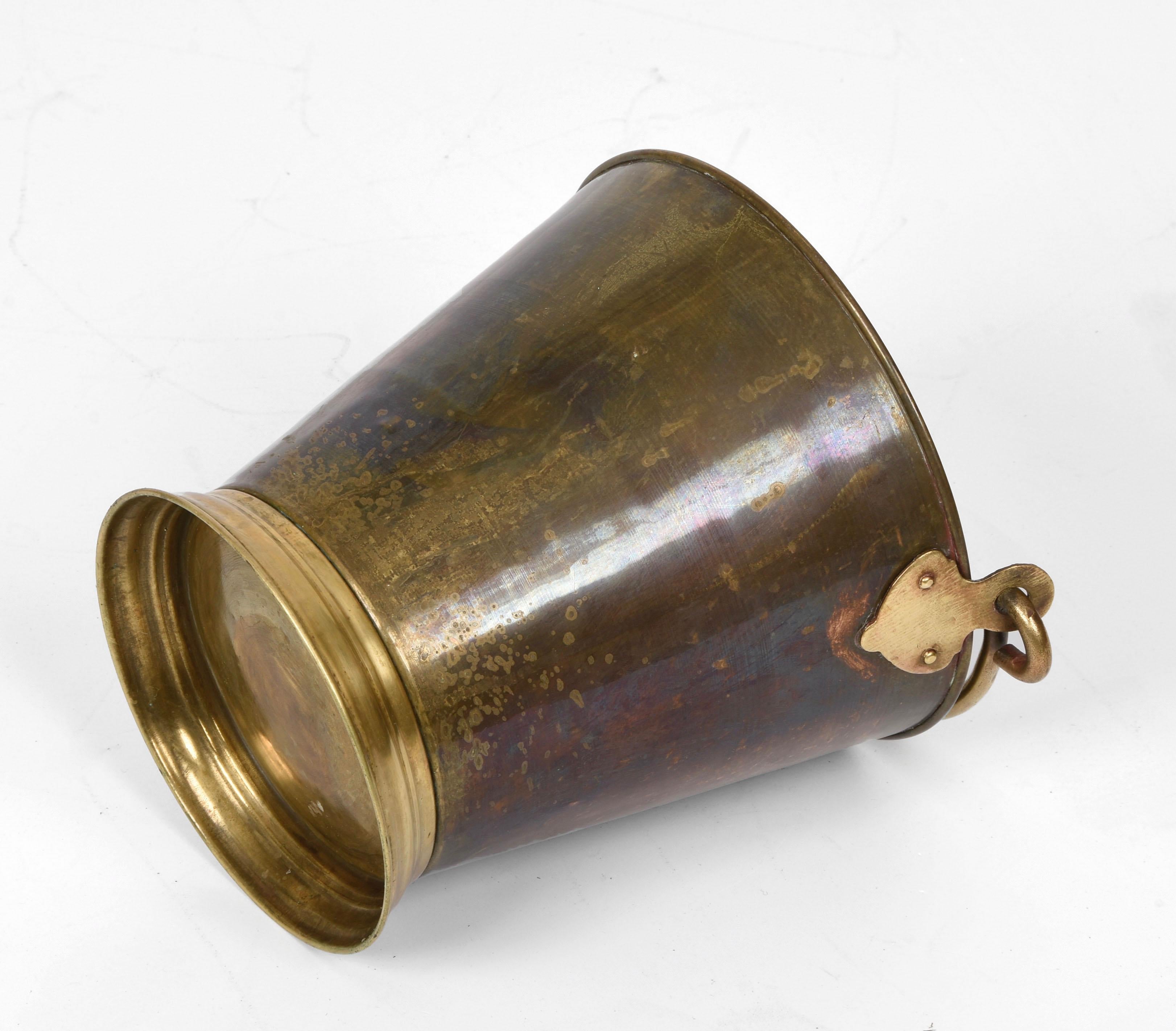 Early 20th Century Brass Italian Ice Bucket with Heavy Handle, 1930s 5