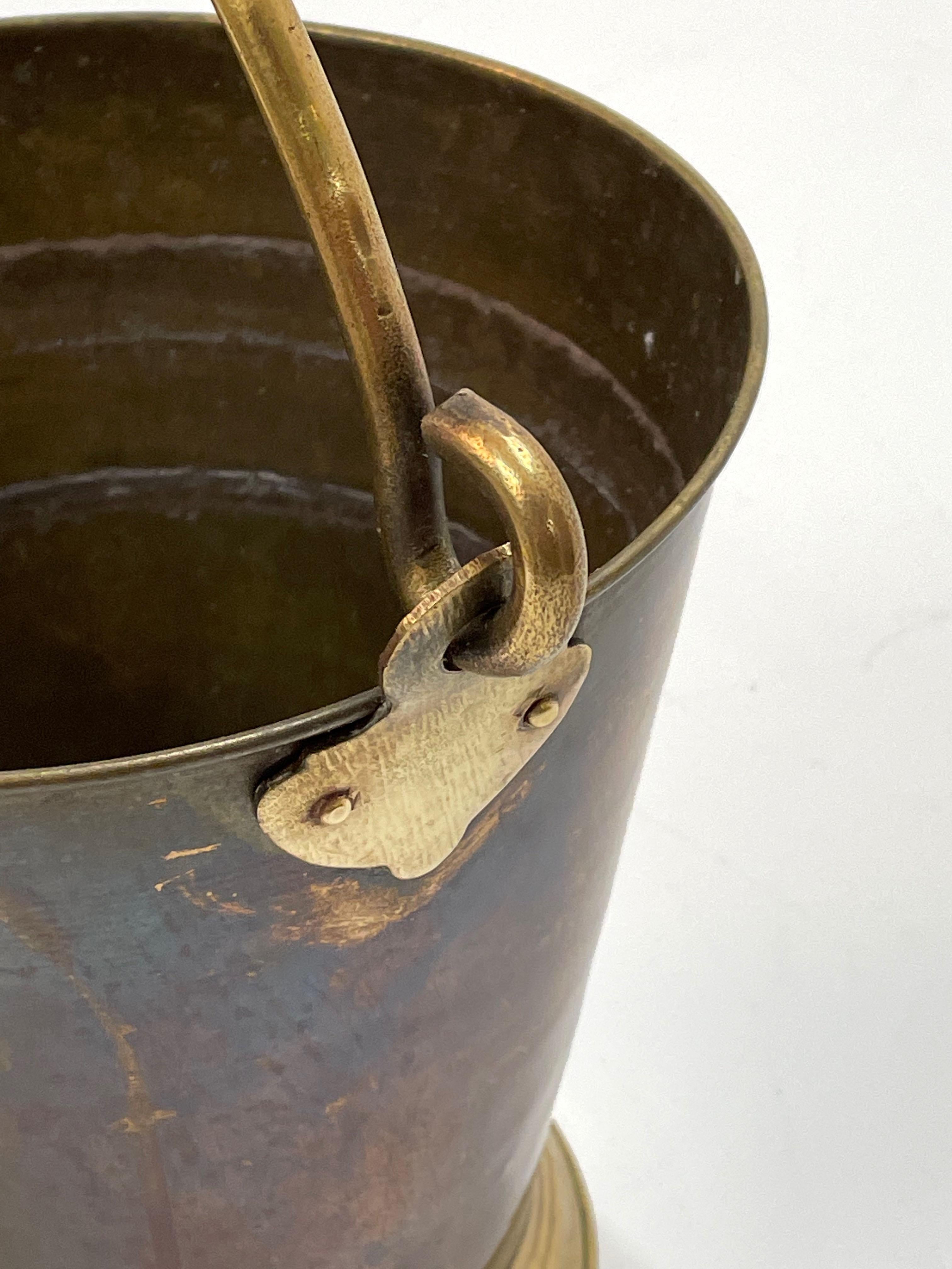 Early 20th Century Brass Italian Ice Bucket with Heavy Handle, 1930s 9
