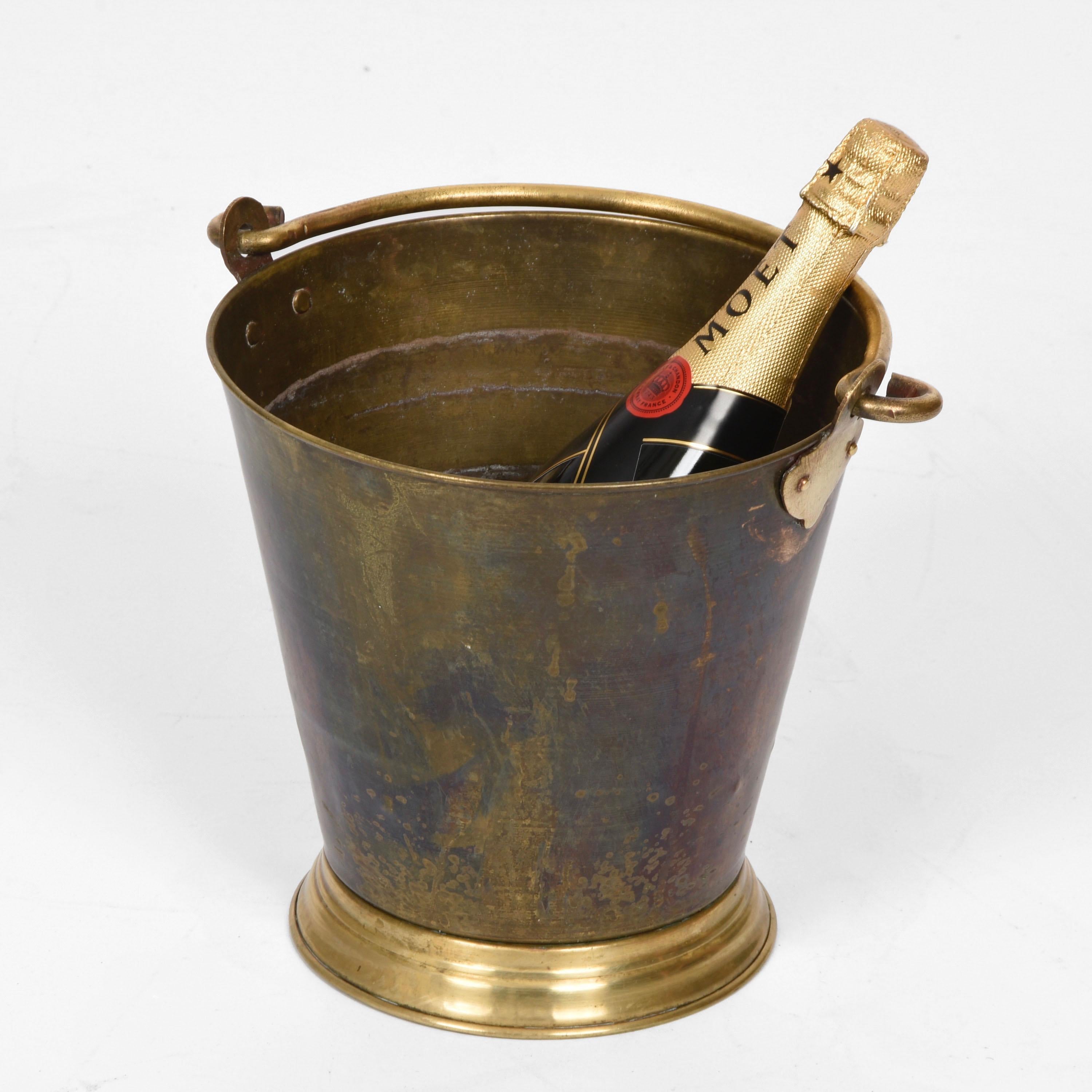 Early 20th Century Brass Italian Ice Bucket with Heavy Handle, 1930s 11