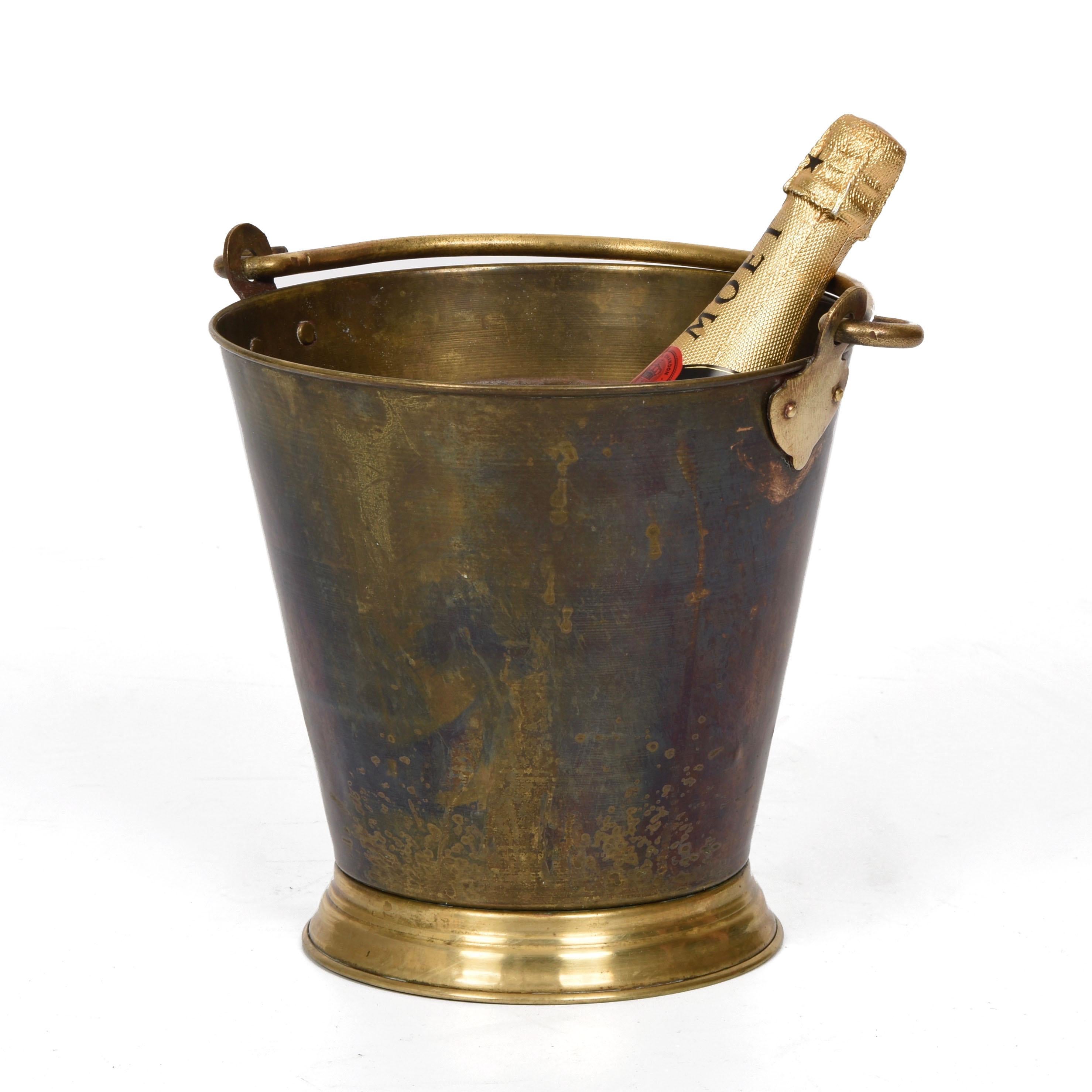 Early 20th Century Brass Italian Ice Bucket with Heavy Handle, 1930s 12