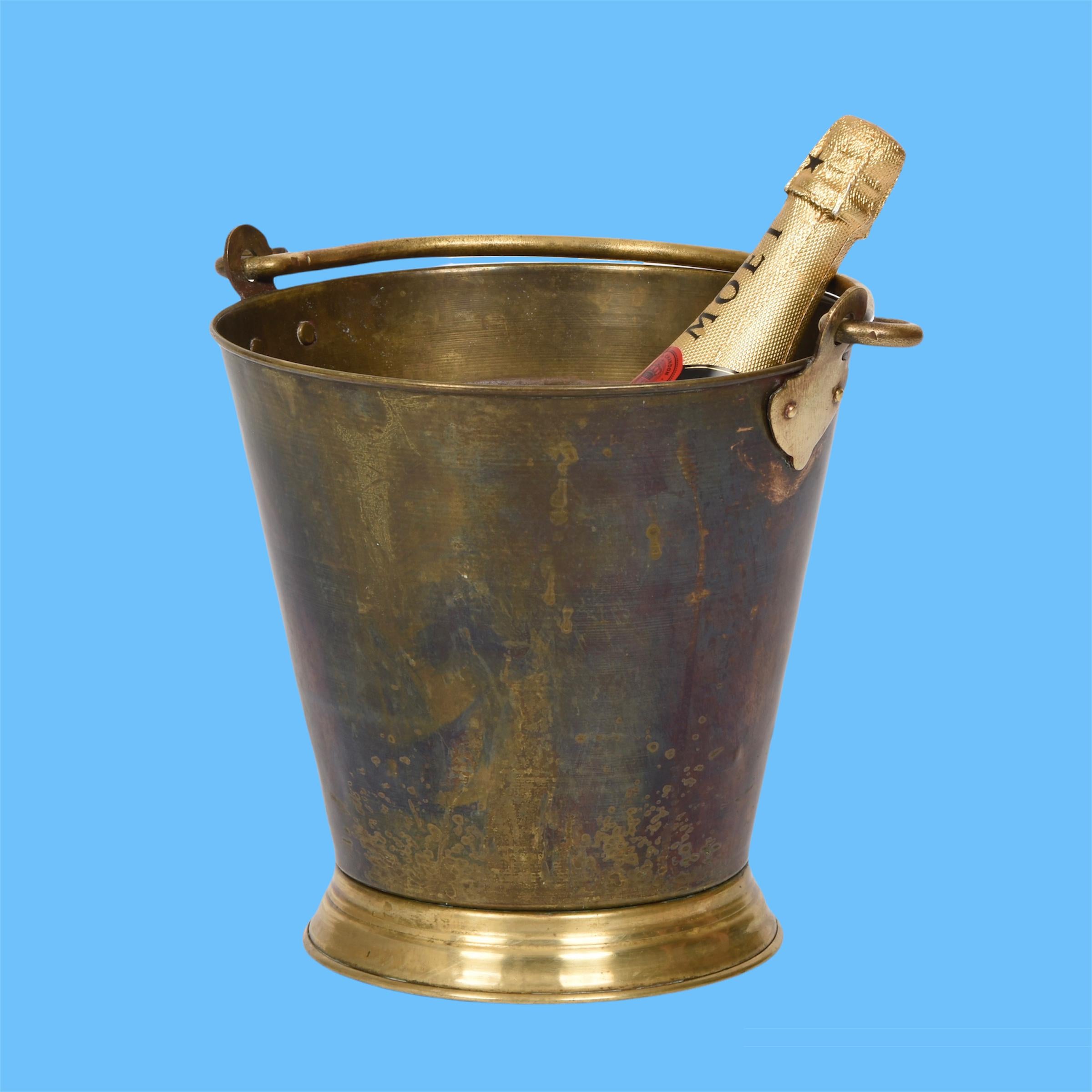 Early 20th Century Brass Italian Ice Bucket with Heavy Handle, 1930s 14