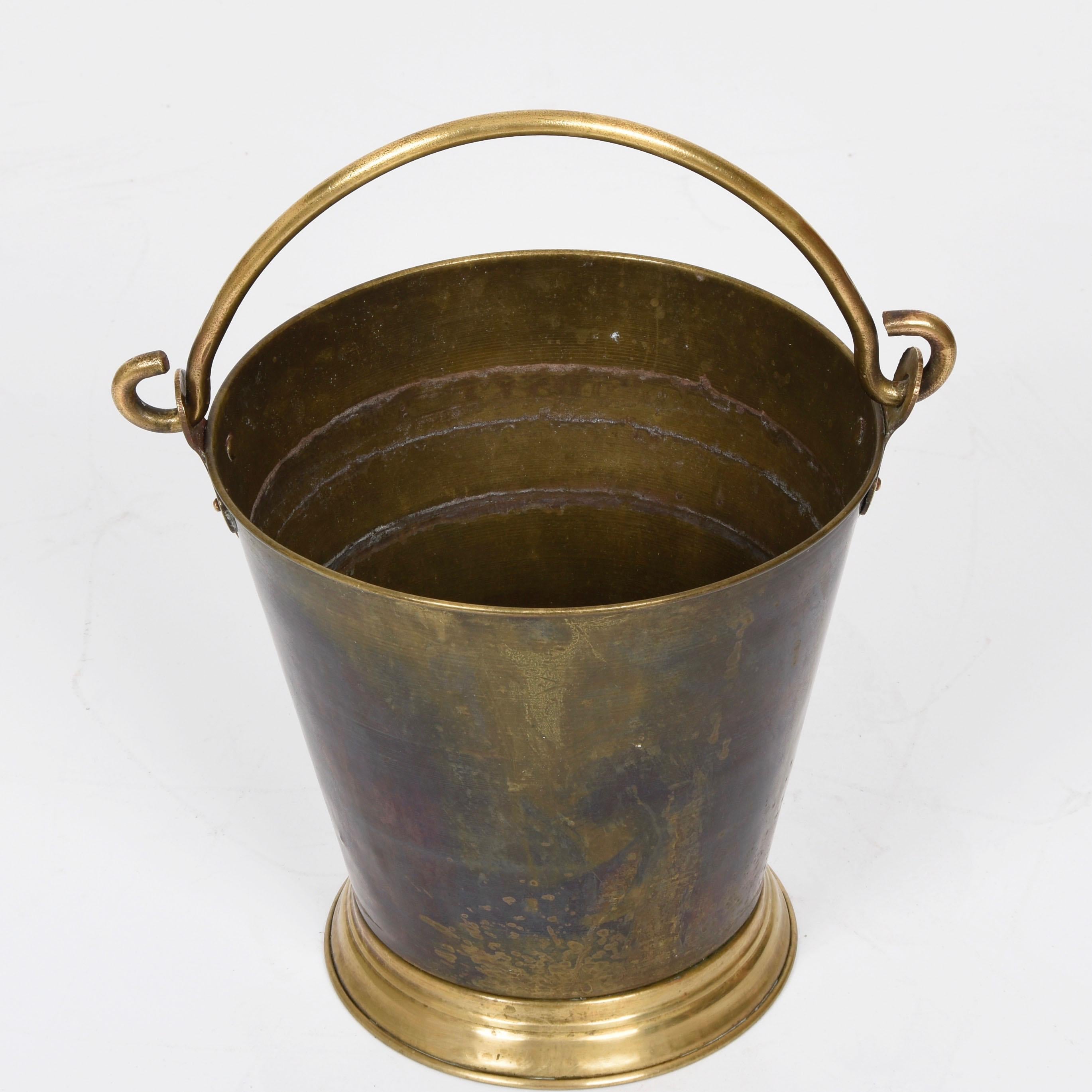 Early 20th Century Brass Italian Ice Bucket with Heavy Handle, 1930s 1