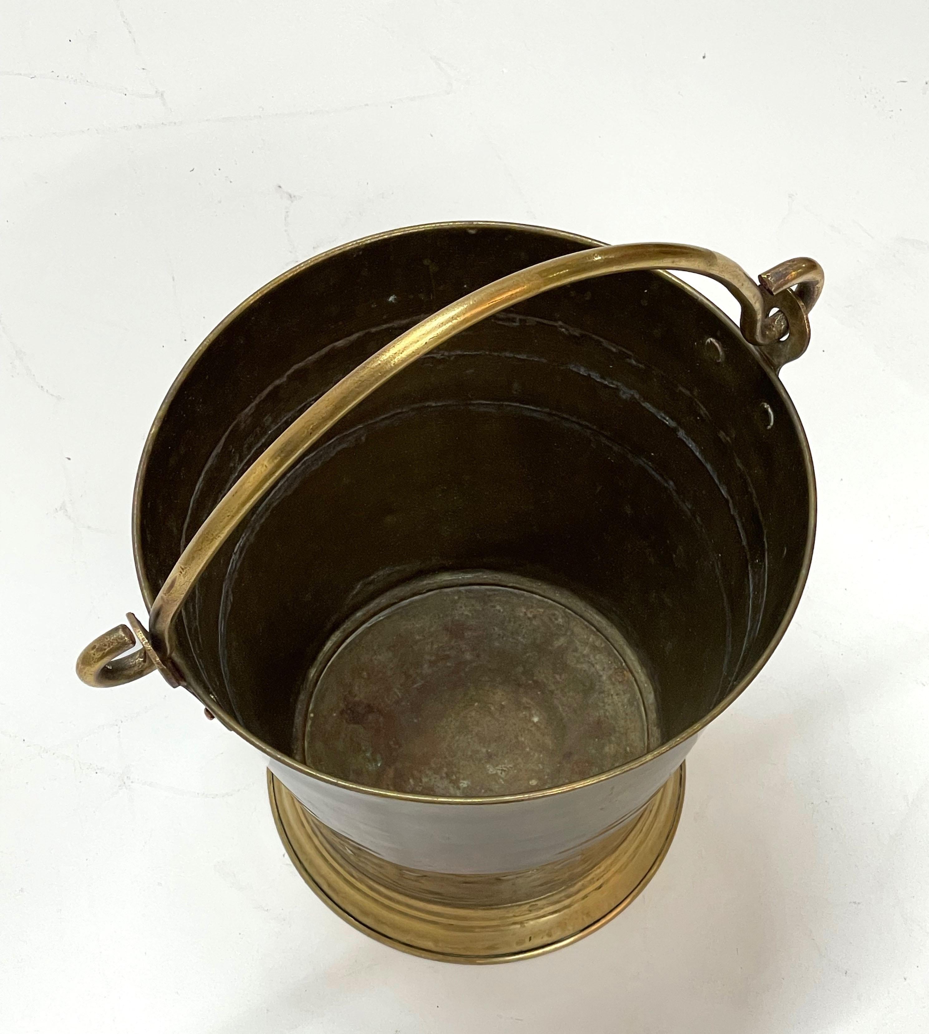 Early 20th Century Brass Italian Ice Bucket with Heavy Handle, 1930s 2
