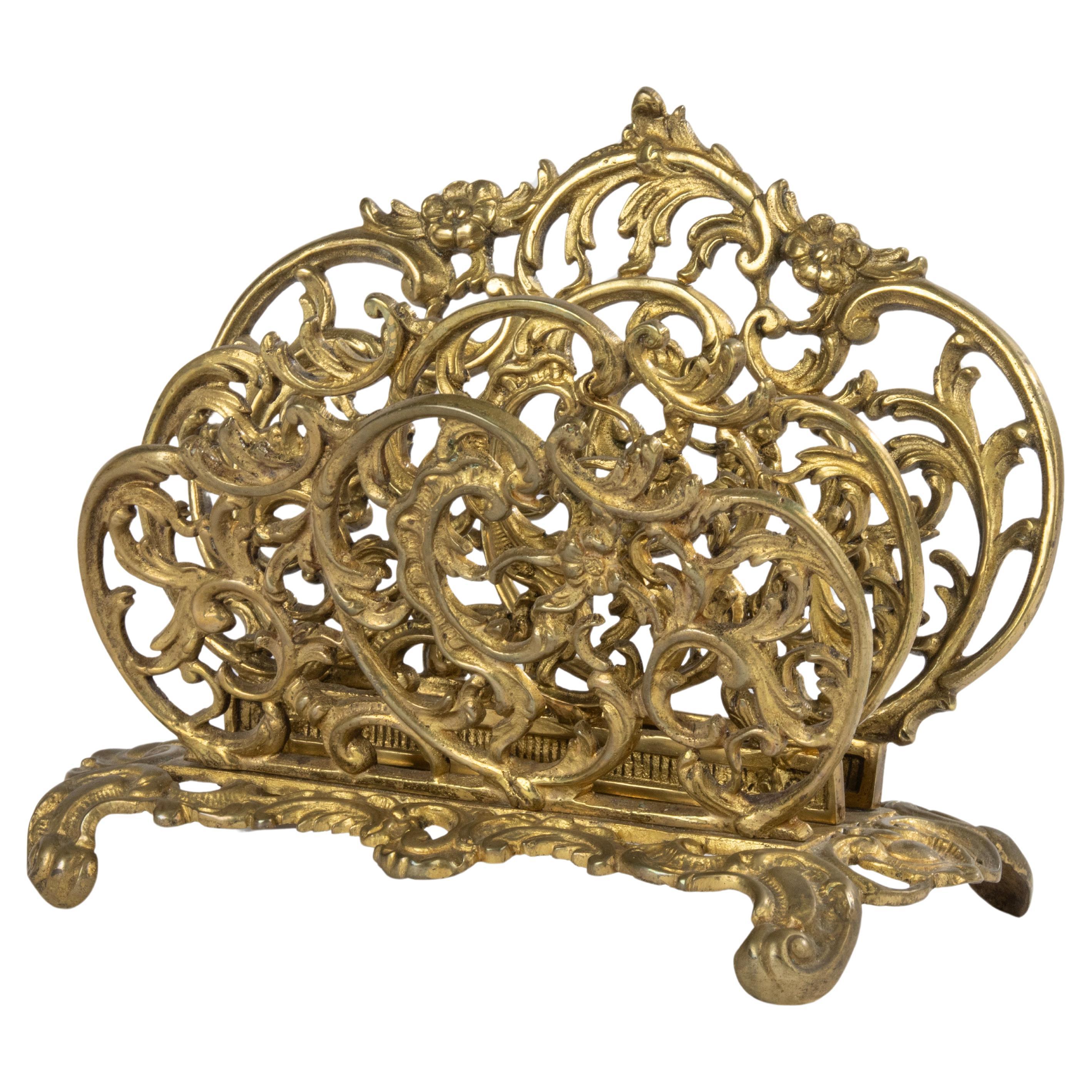 Early 20th Century Brass Letter Rack  For Sale