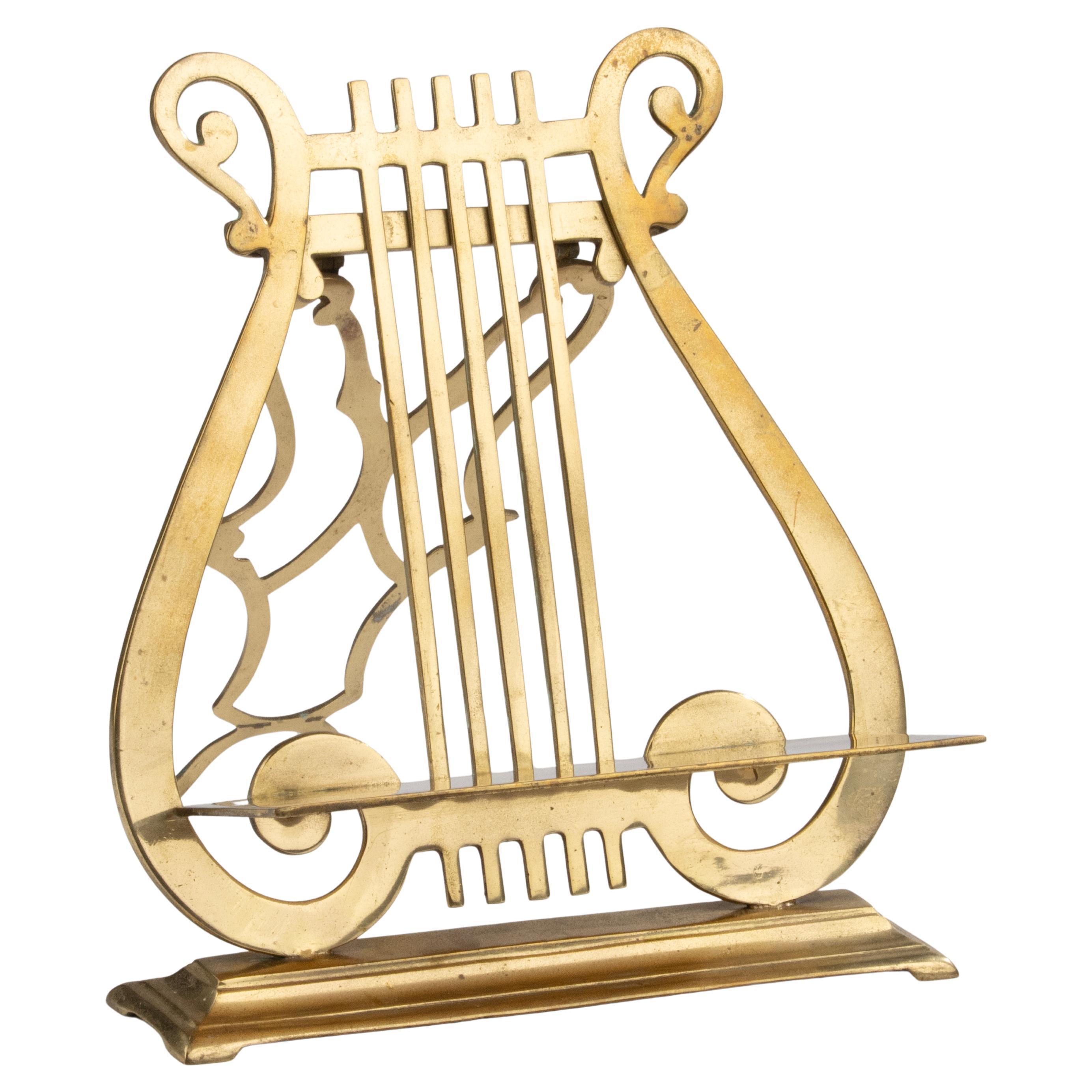 Early 20th Century Brass Lyre Shaped Book / Sheet Stand
