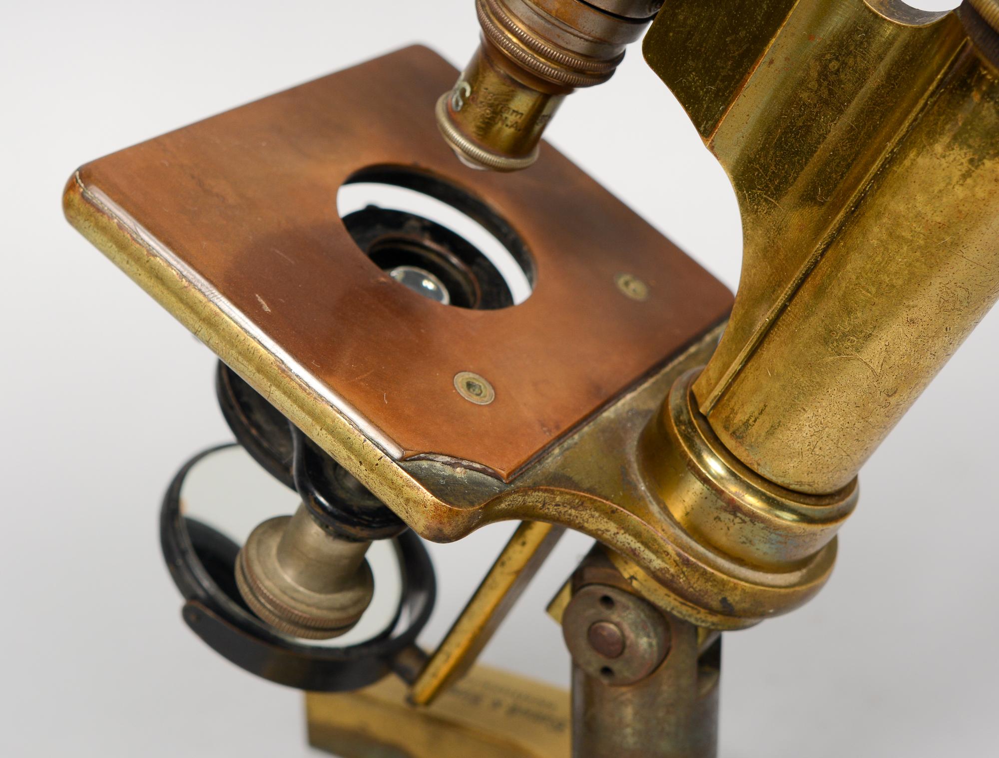 Victorian Early 20th Century Brass Microscope by Bausch and Lomb