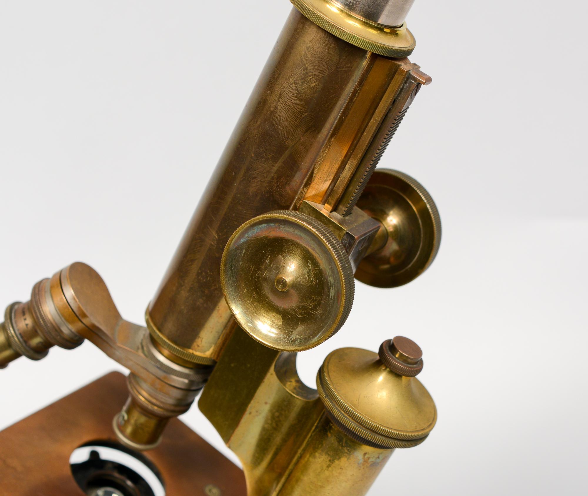 American Early 20th Century Brass Microscope by Bausch and Lomb