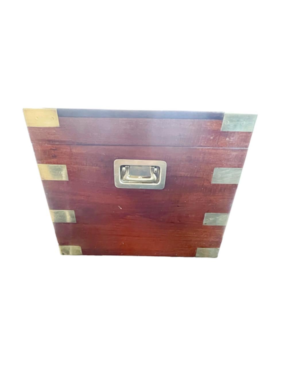 Early 20th Century Brass Mounted Mahogany Benson & Hedges Campaign Style Humidor For Sale 2
