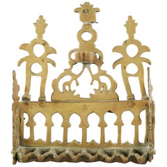 Used Early 20th Century North African Brass Hanukkah Lamp Menorah