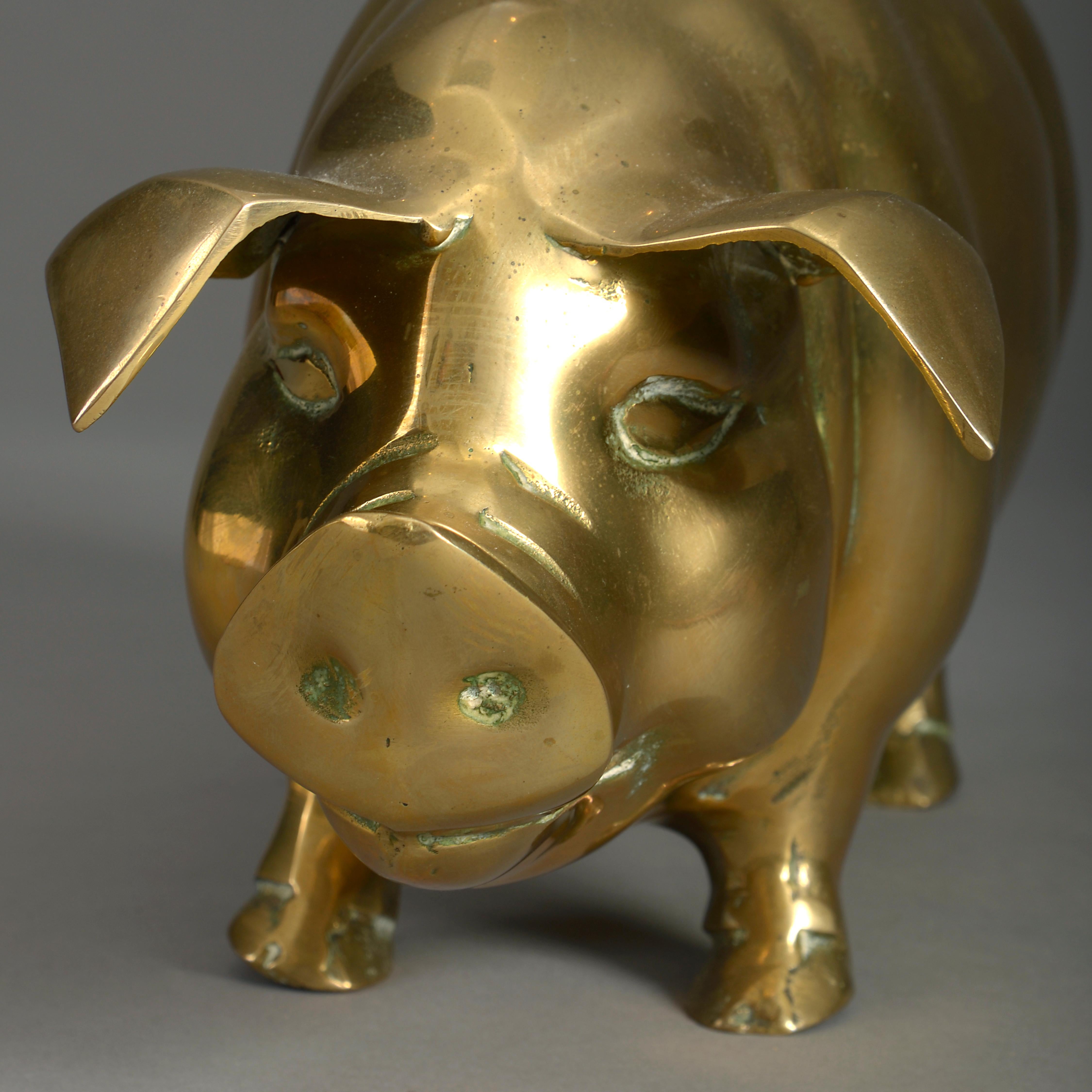 large brass piggy bank