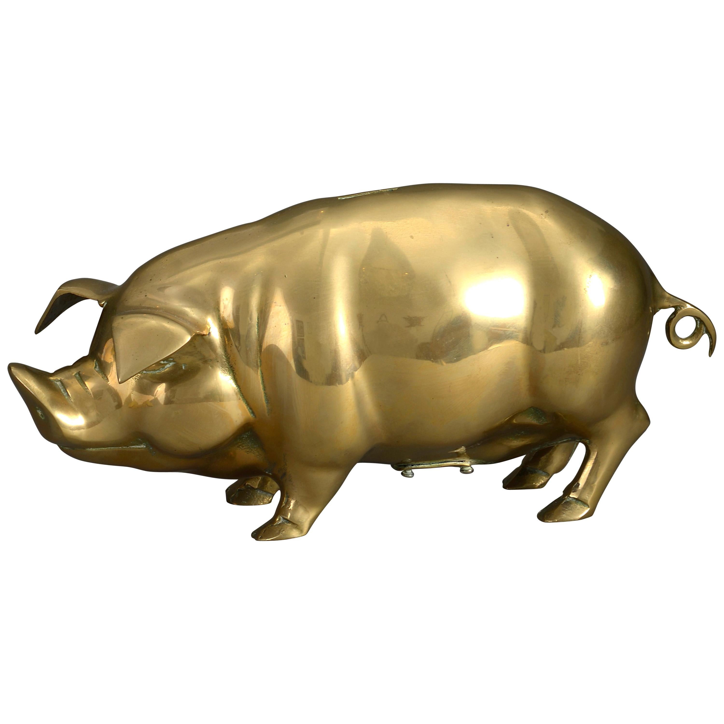 Early 20th Century Brass Piggy Bank