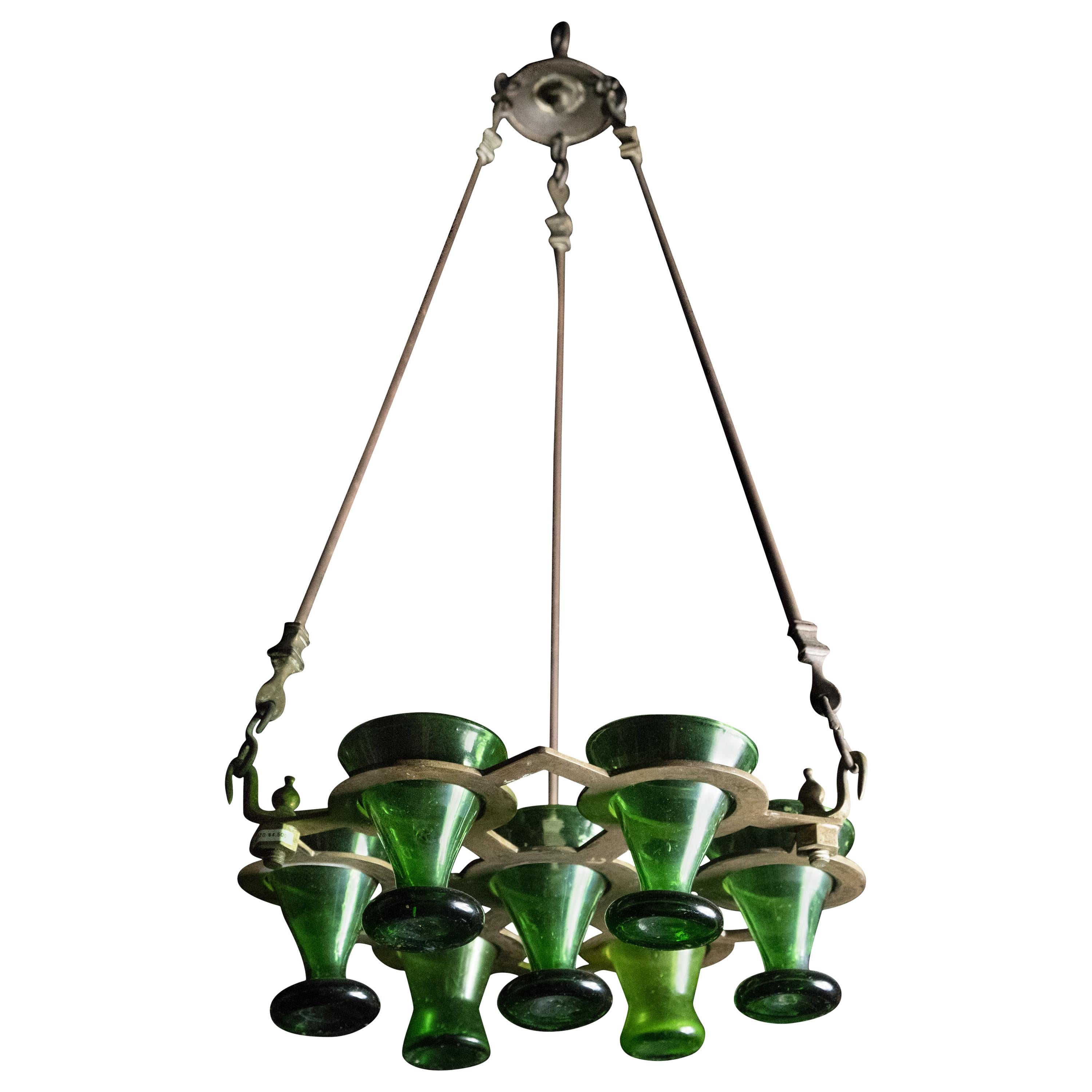 Early 20th Century Indian Brass Shabbat Hanging Lamp For Sale