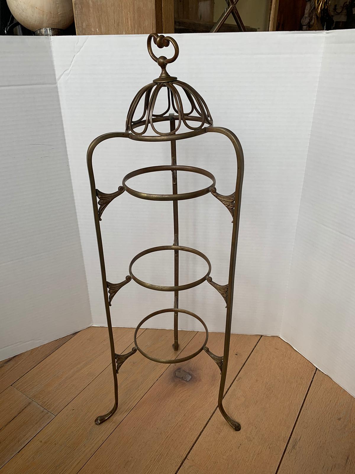 Early 20th Century Brass Tiered Plate Rack or Dessert Stand For Sale 4