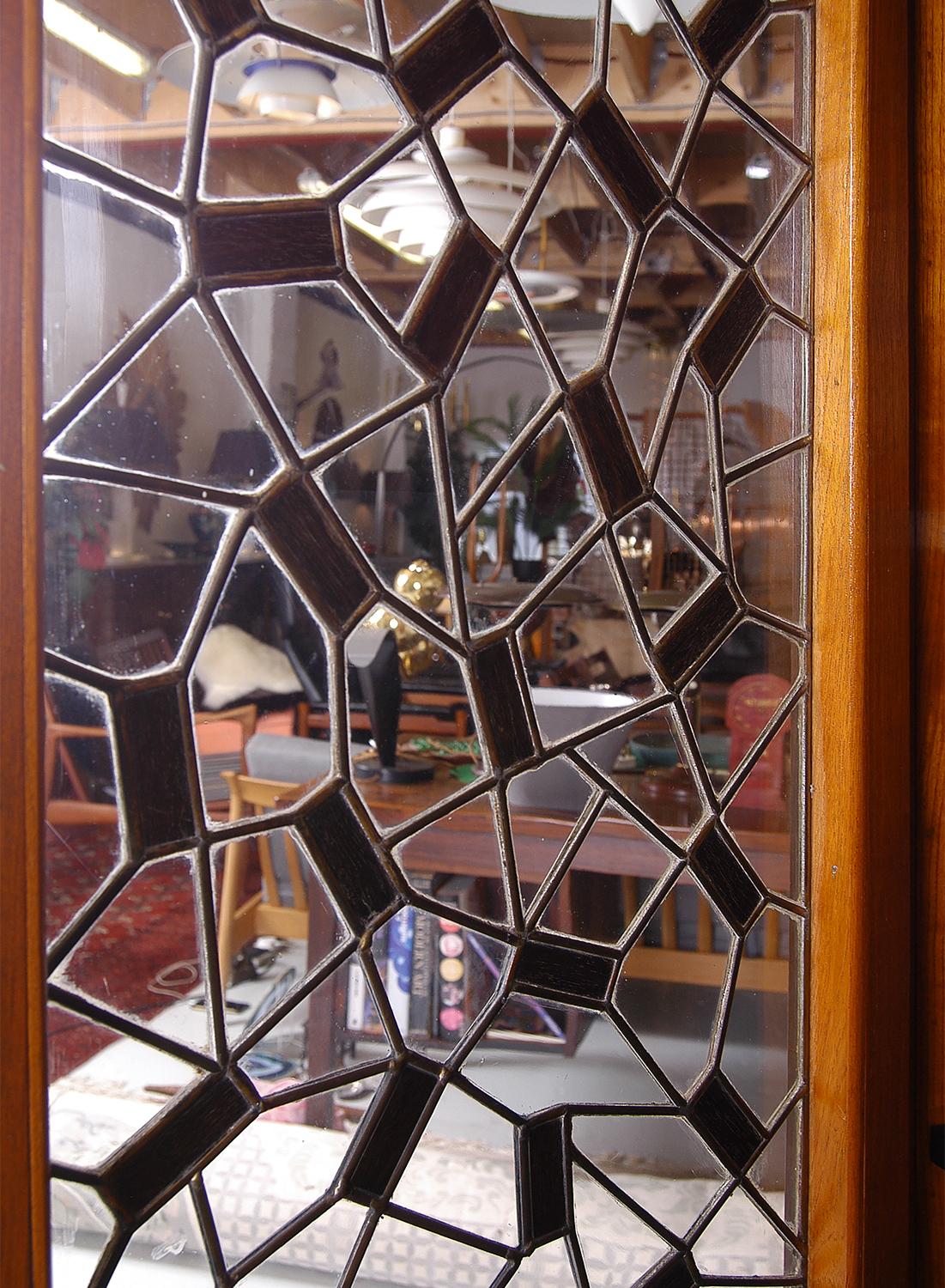 Early 20th Century Breakfront Buffet Cabinet Cupboard Teak Ebony Glass Mosaic 4