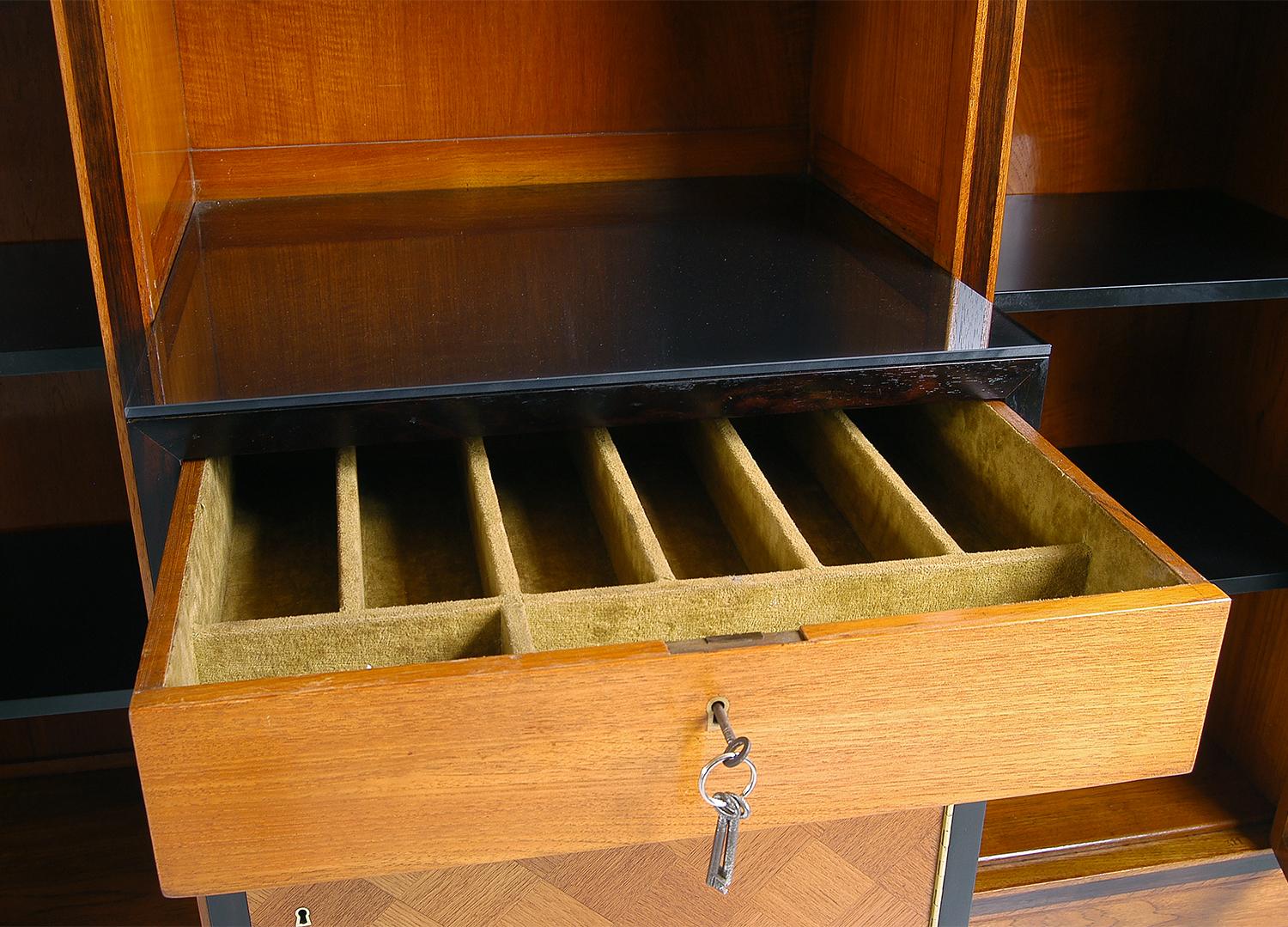 Early 20th Century Breakfront Buffet Cabinet Cupboard Teak Ebony Glass Mosaic 5