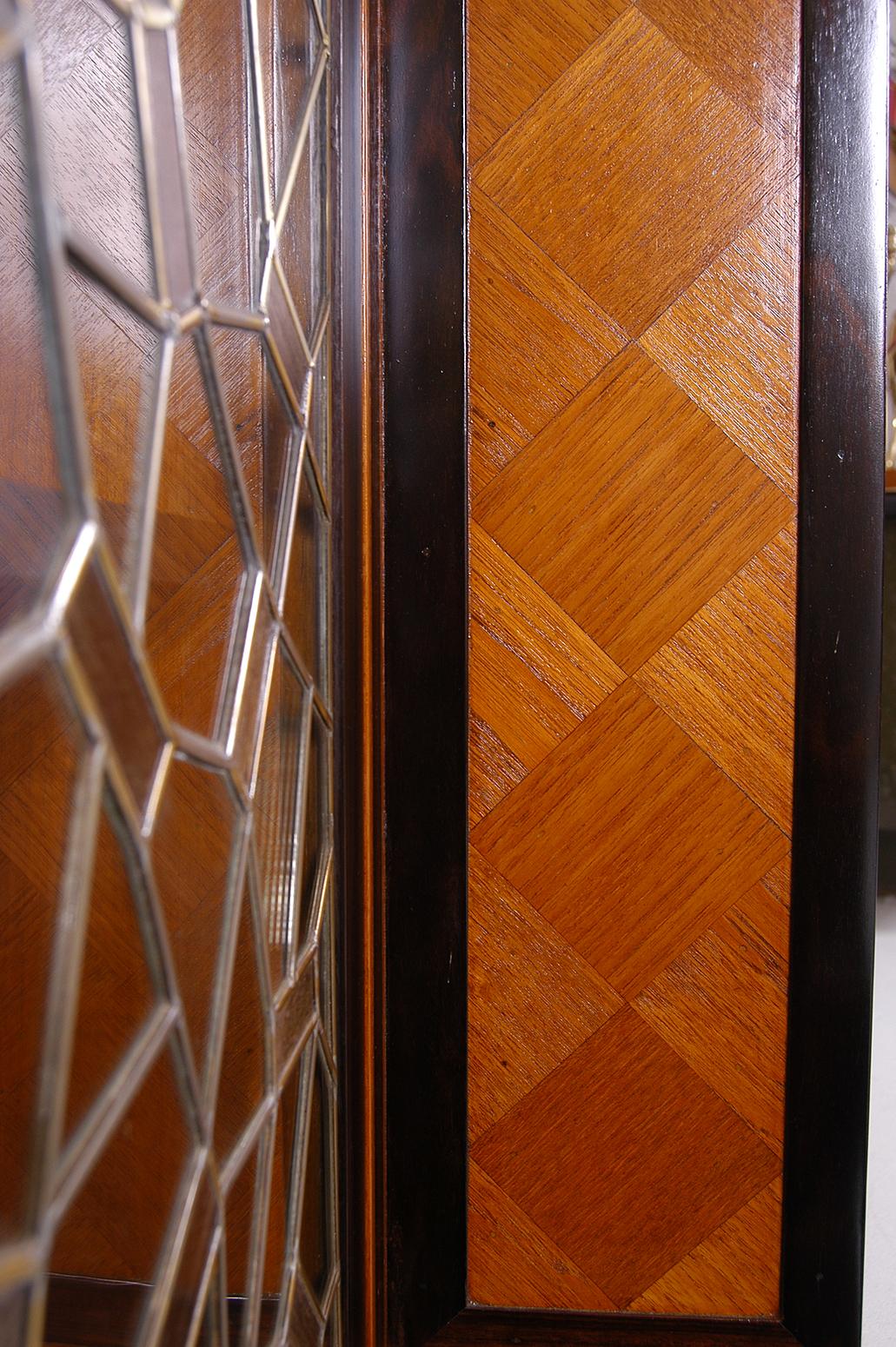 Early 20th Century Breakfront Buffet Cabinet Cupboard Teak Ebony Glass Mosaic 8