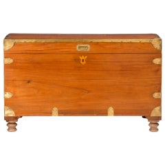 Antique Early 20th Century British Camphor Campaign Chest with Monogram, Cedar Interior