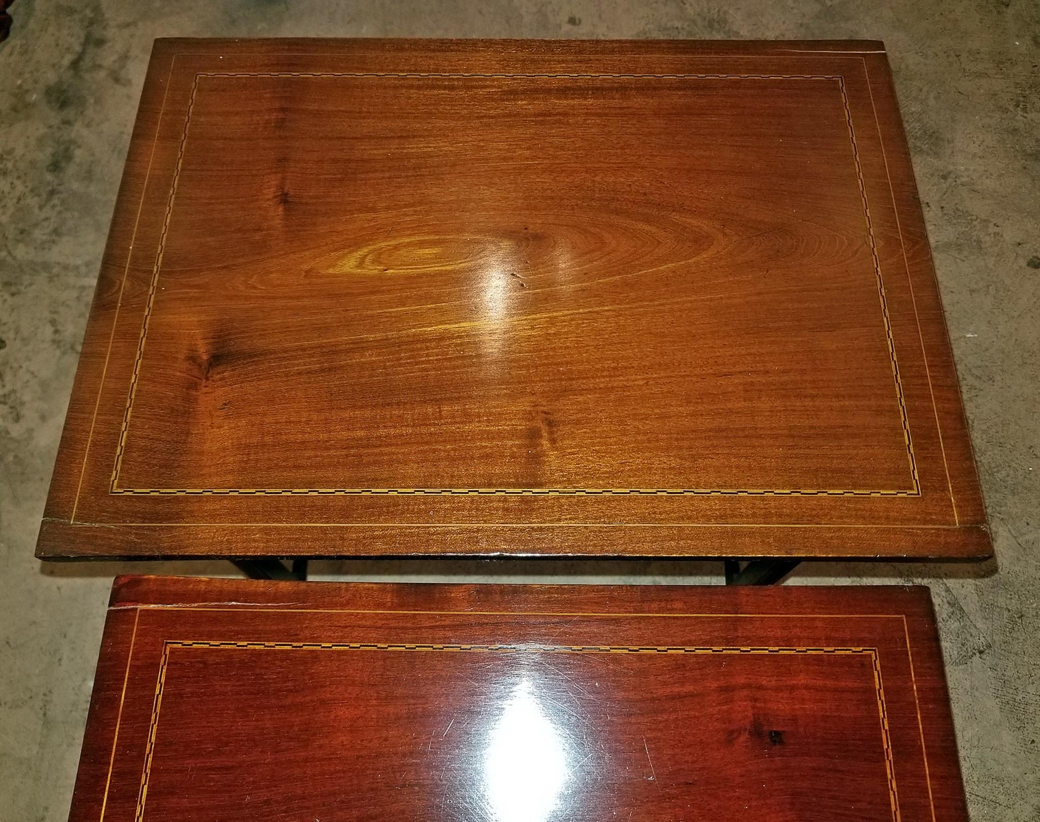 Inlay Early 20th Century British Mahogany and Inlaid Nest of Tables