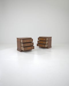 Early 20th Century British Wooden Bedsides With Original Patina, a Pair