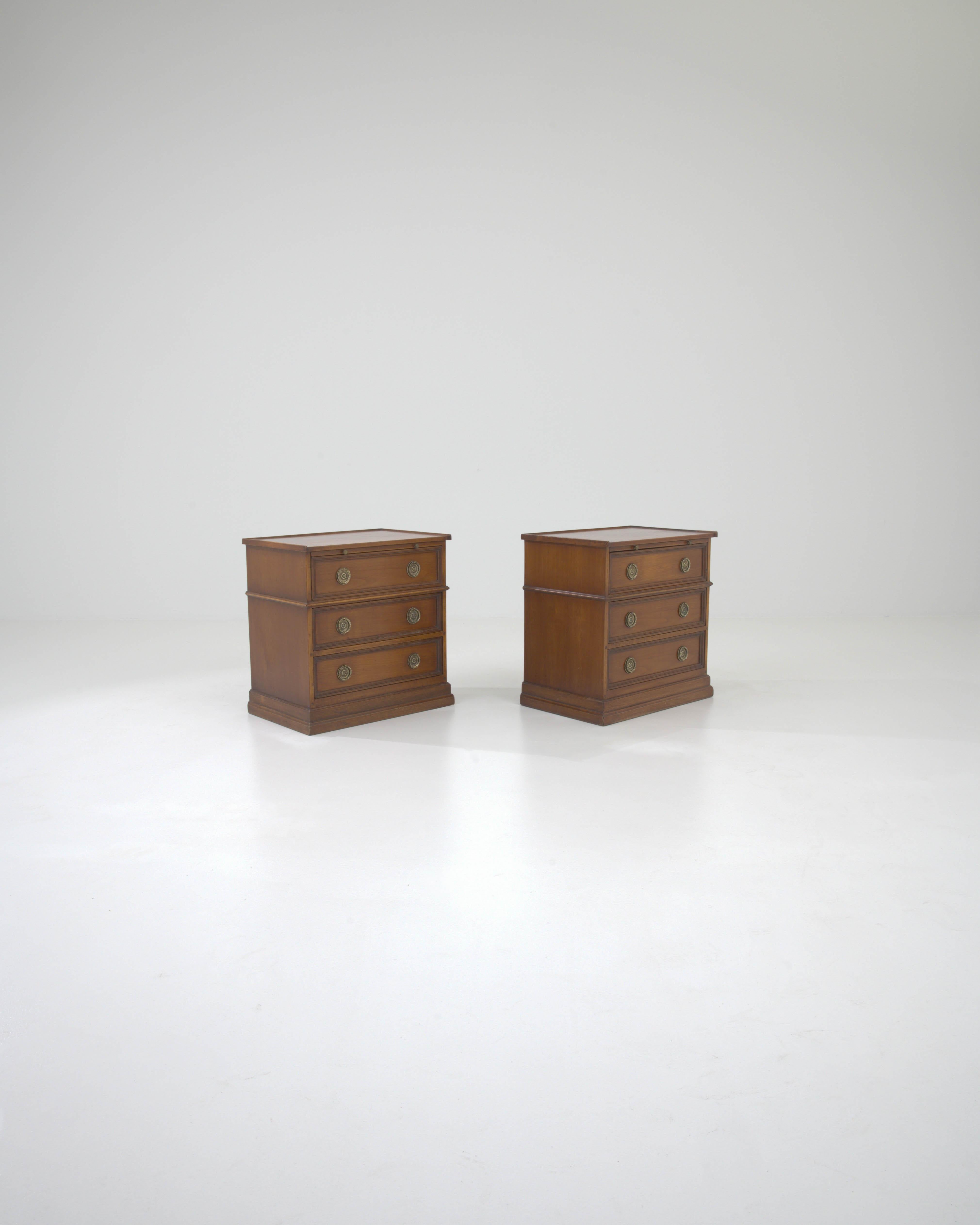 Early 20th Century British Wooden Bedsides With Original Patina, a Pair For Sale 2