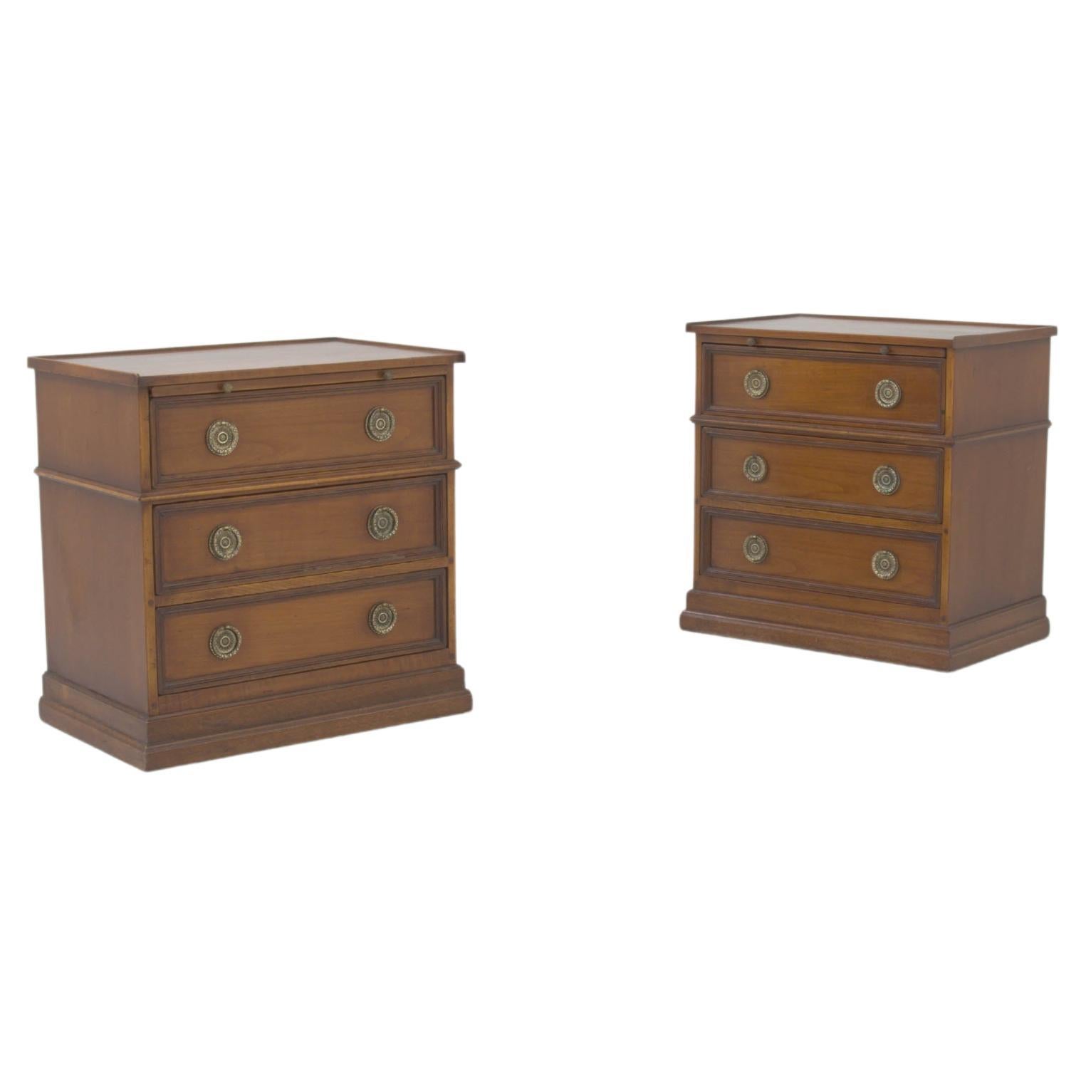 Early 20th Century British Wooden Bedsides With Original Patina, a Pair