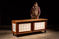 Early 20th Century Bromann Bros. Butcher Shop Counter with Milk Glass Tiles