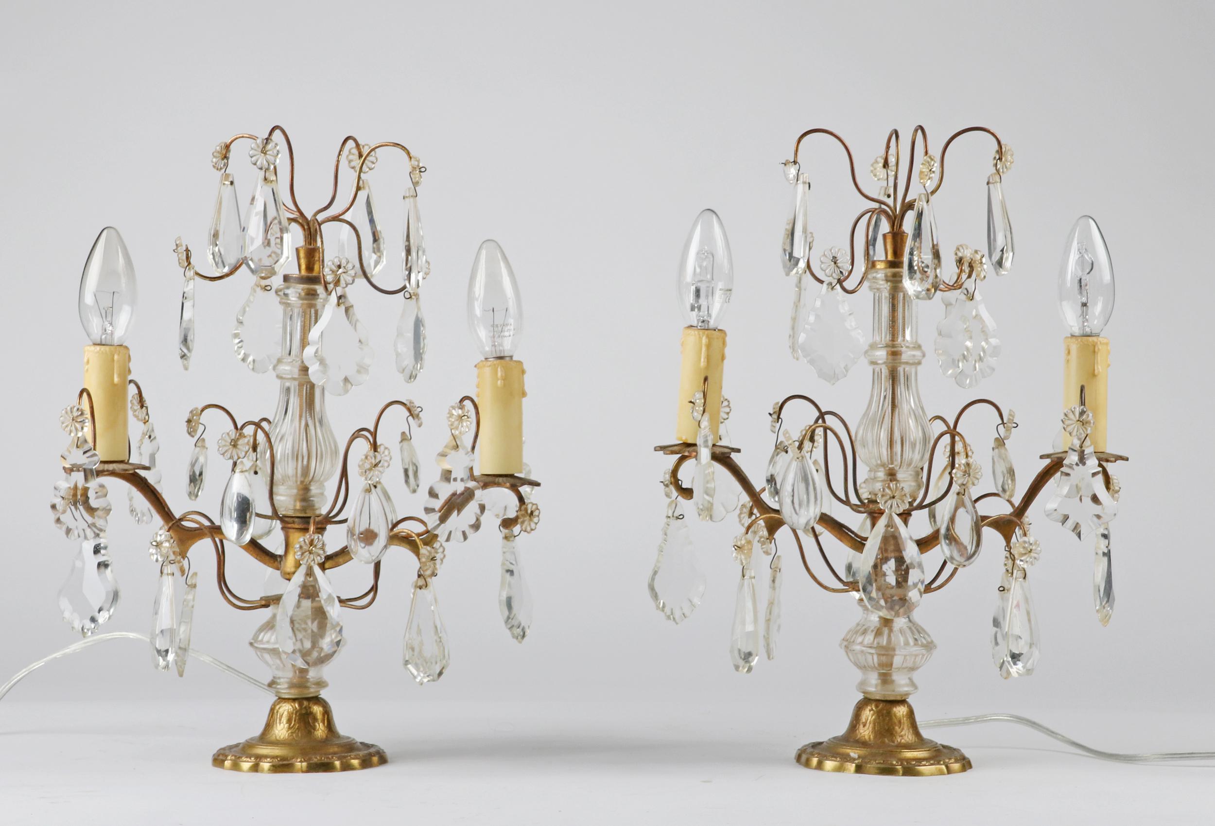 A pair of antique table lamps, also called in France 