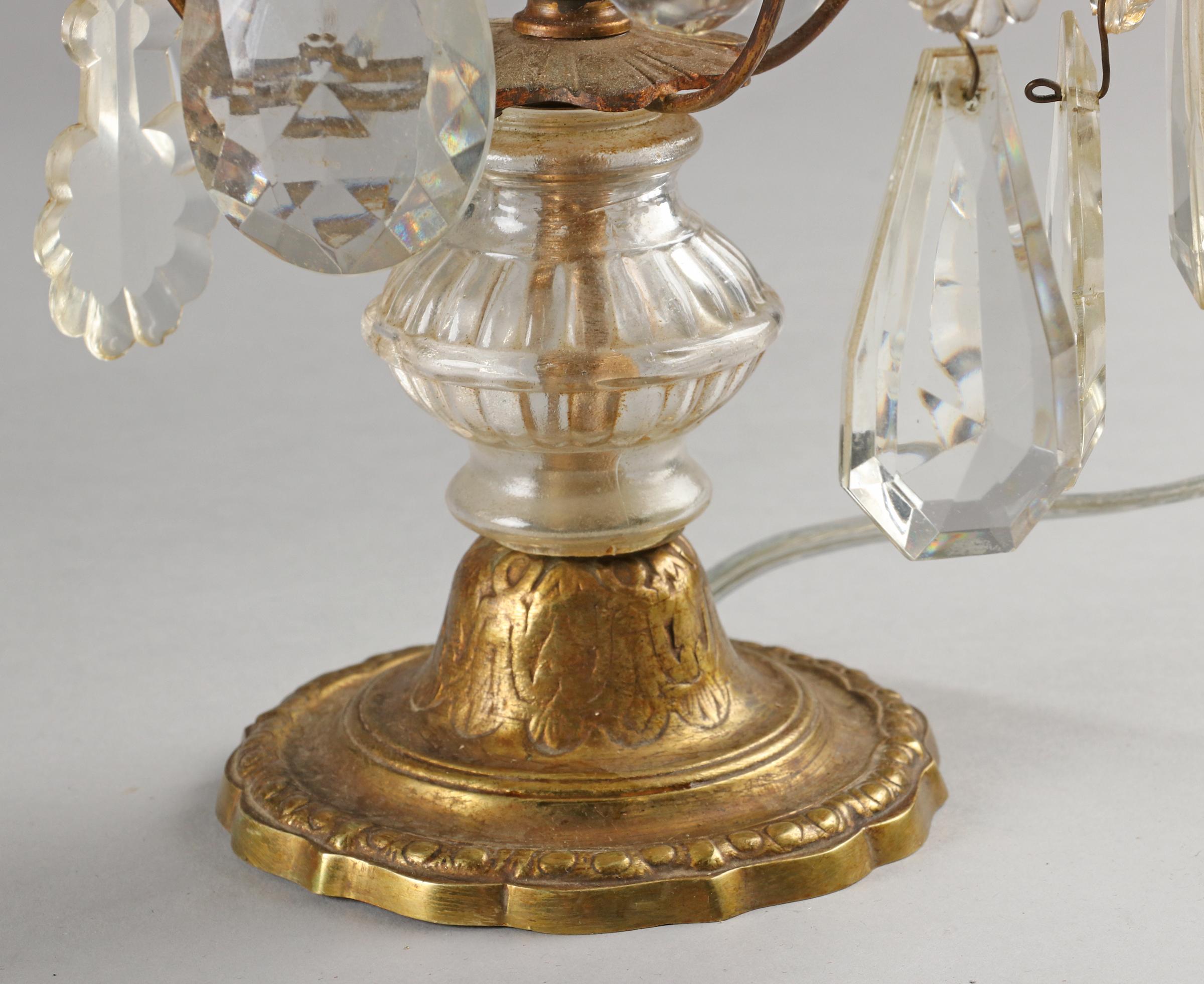 Early 20th Century Bronze and Crystal Girandoles Table Lamps 14