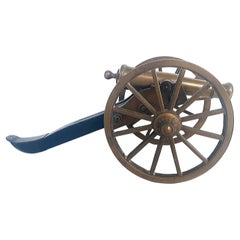 Early 20th Century Bronze and Wood Mounted Cannon Model with Large Wheels