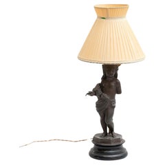 Tischlampe aus Bronze und Holz aus dem frühen 20. Jahrhundert