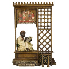 Early 20th Century 'Bronze Arab Man Writing Seated in a Window' by Franz Bergman