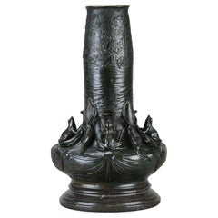 Vase Art Nouveau avec grenouilles du début du 20e siècle par Jean Dunand