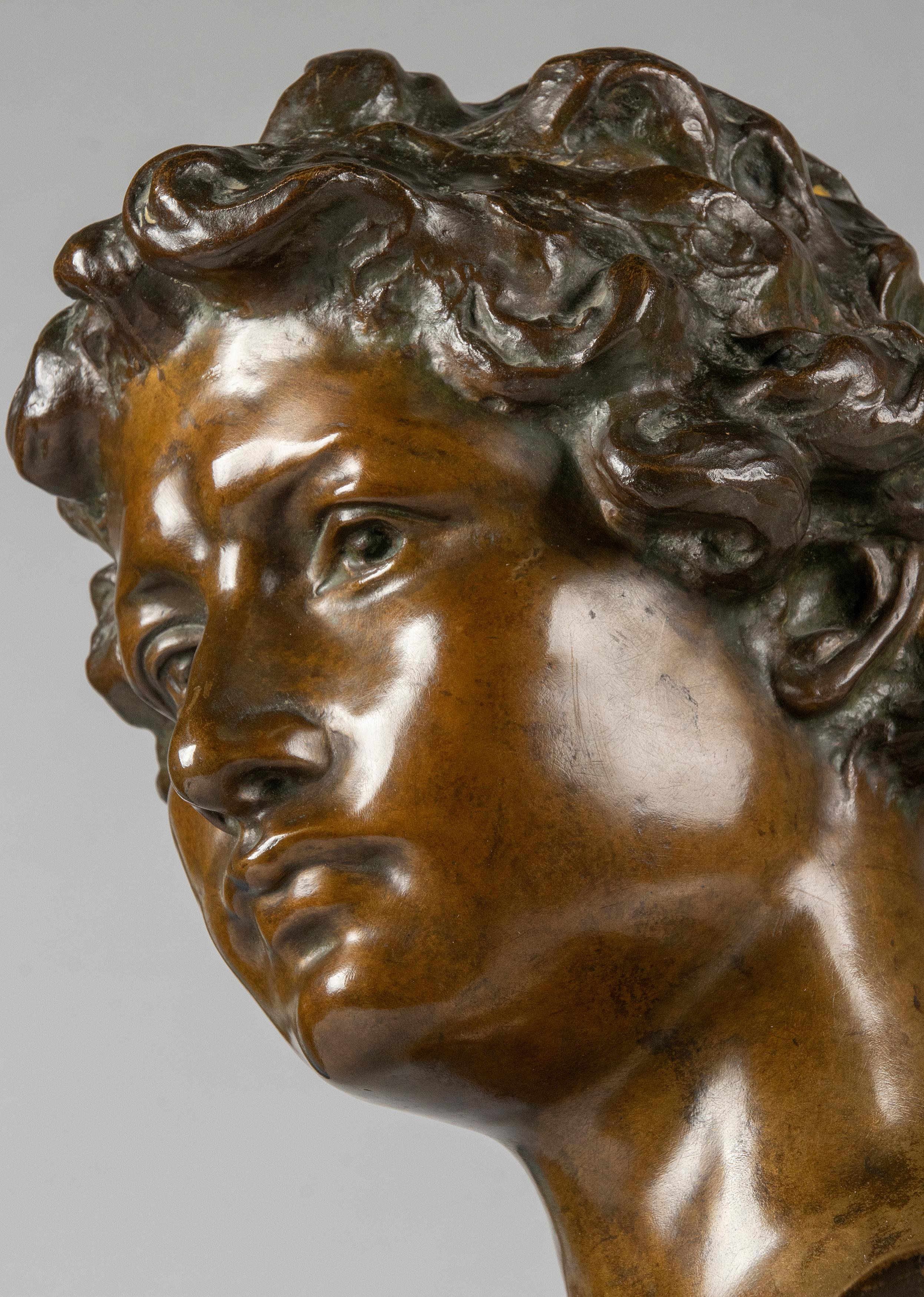 Early 20th Century Bronze Bust of David, Désiré Weygers For Sale 4