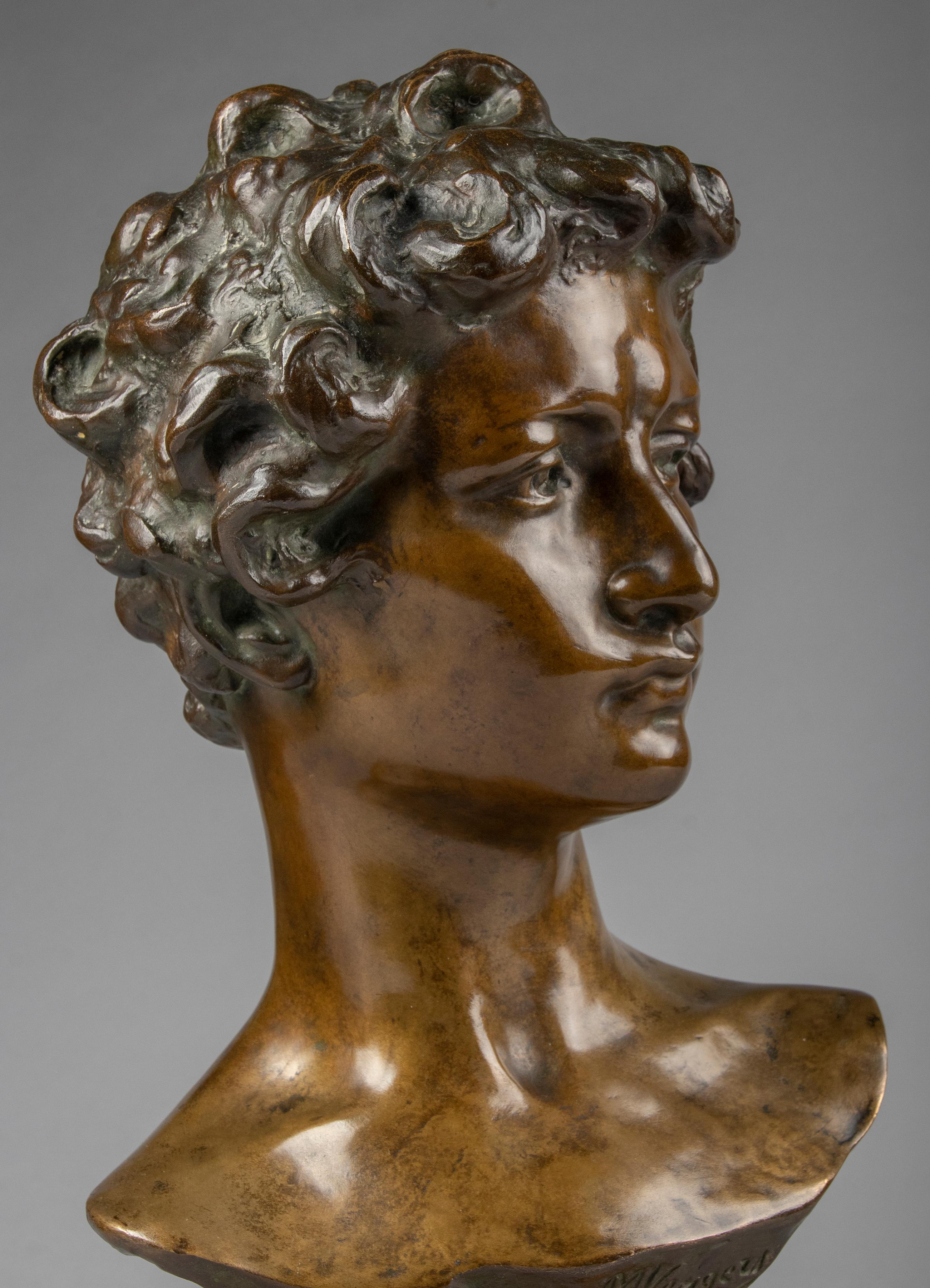 Early 20th Century Bronze Bust of David, Désiré Weygers For Sale 7